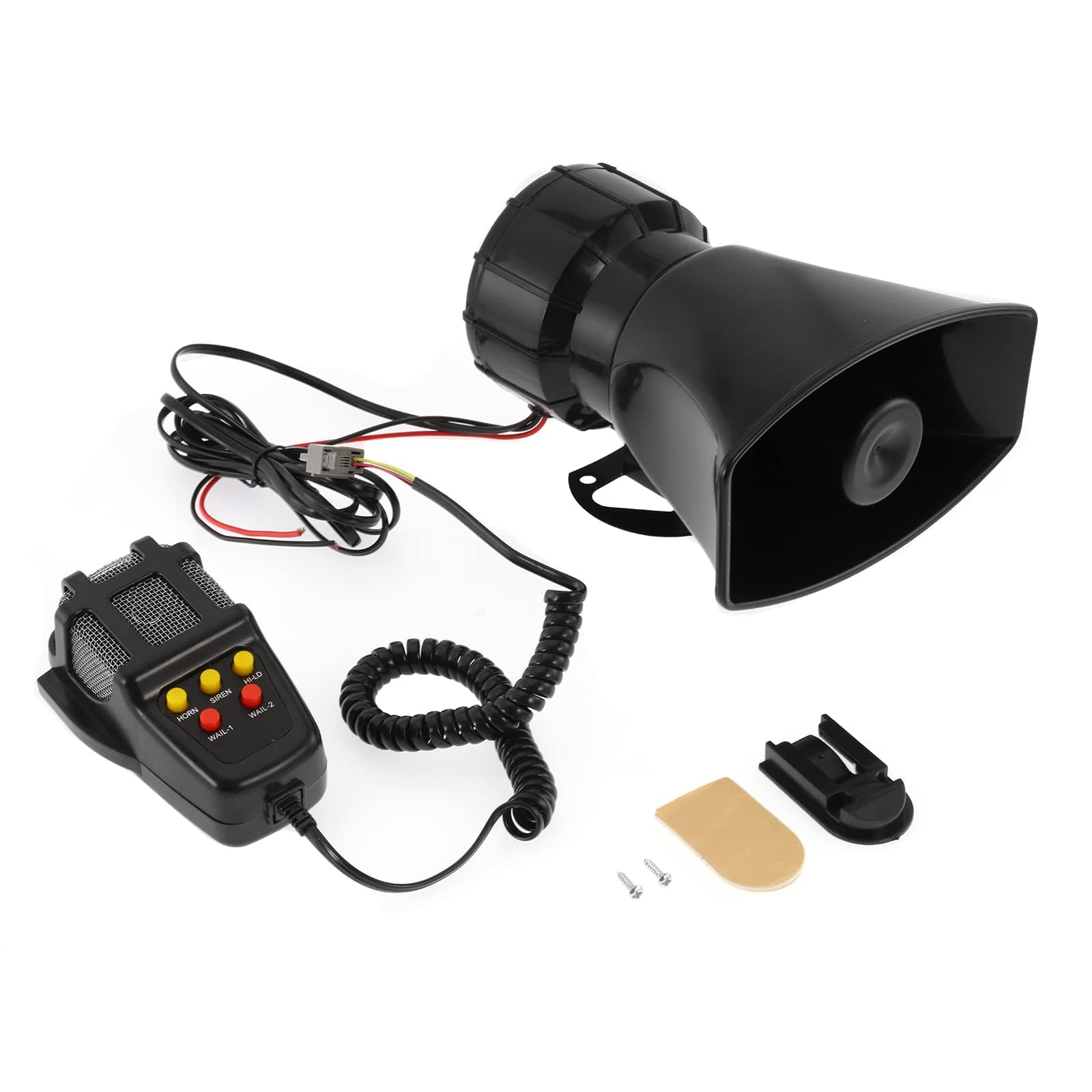 Partol Car Siren Horn 5 Tone Vehicle Siren Speaker with Mic PA Speaker System 12V 100W Emergency Sound Amplifier with Microphone