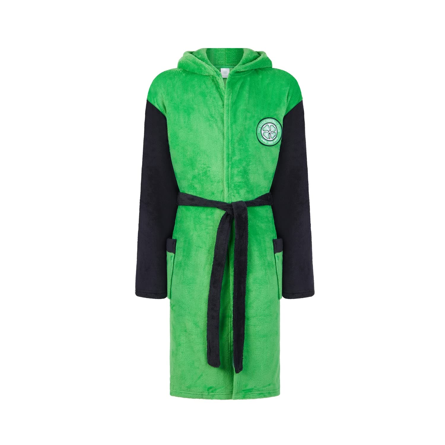 Celtic F.C. Mens Dressing Gown, Celtic Fleece Hooded Bath Robe, Size S to 3XL