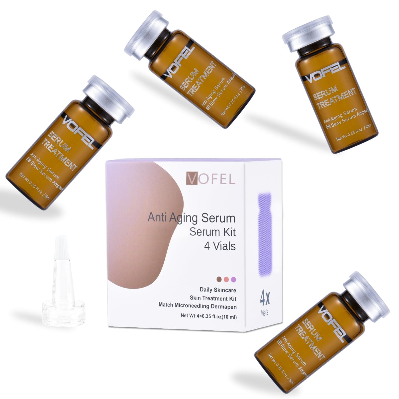 Anti Aging Serum With Hyaluronic Acid For Microneedling Bb Glow Starter Kit Ampoules Face 0.35 Oz 4 Vials