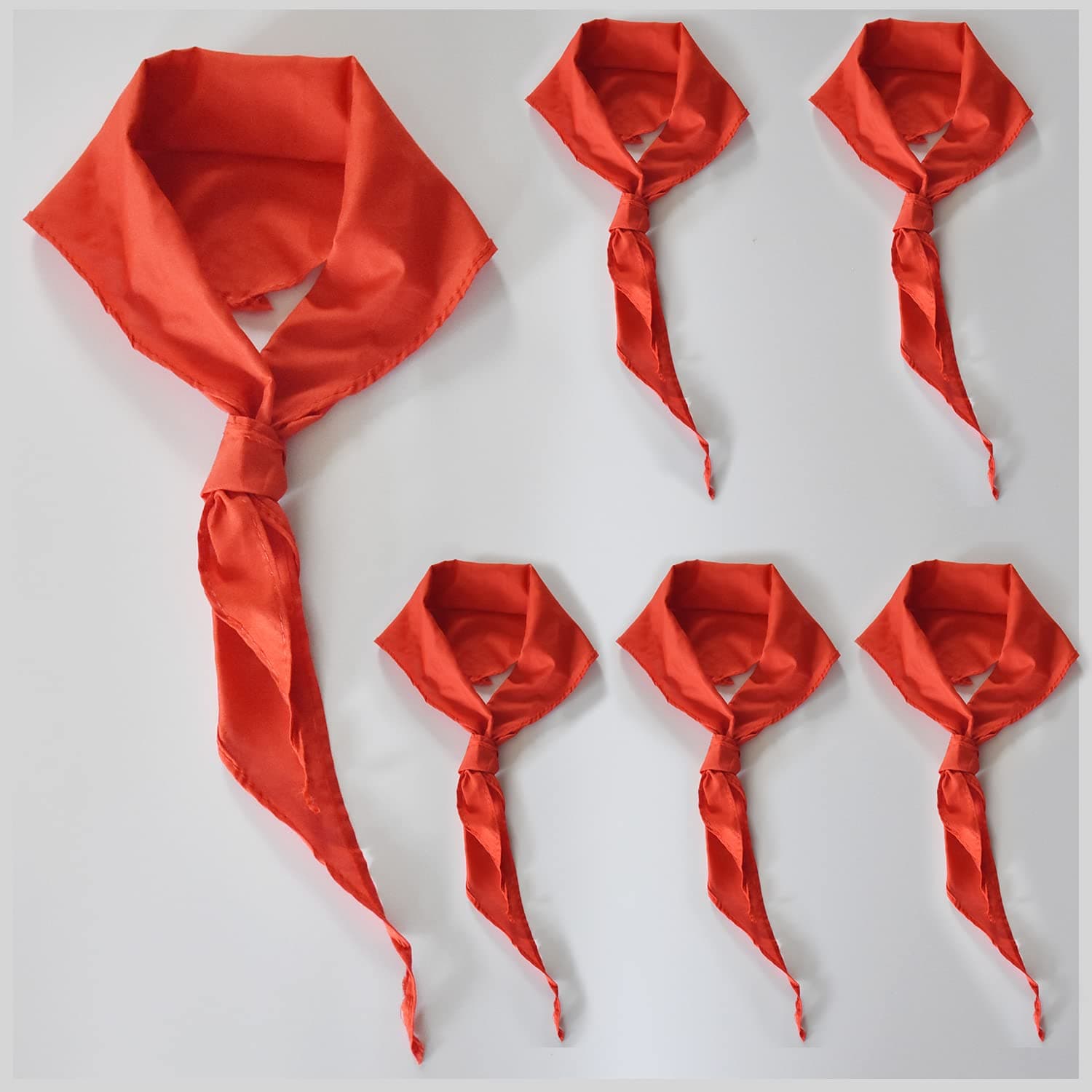 ZINGZIHOME Pack of 6 pcs Chinese Hong Ling Jin, 42.5 Inch Red Color Triangle Scarf, Great for Halloween Preschool Dress Up,Role Play