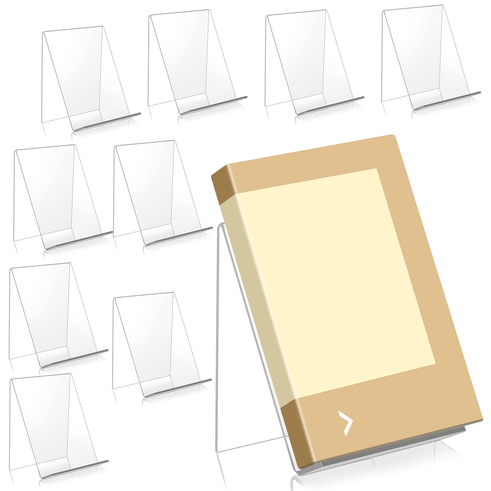 10-Piece Clear Acrylic Book Stand - Transparent Display Stand for Books, Notebooks, Albums, Magazines