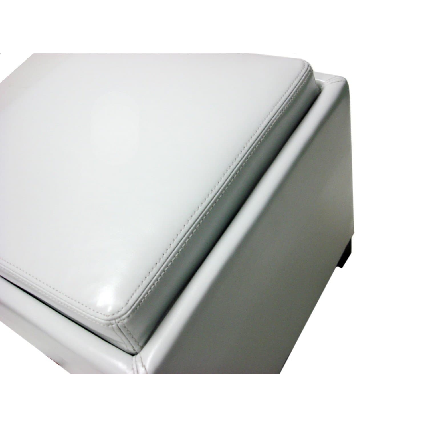 Single Piece White Square Shape Small Storage Ottoman With Tray, Solid Pattern, Cocktail, Foam Leather Wood Material, Modern Fashionable, Contemporary Decor, Raised Pedestal Feet, Off White