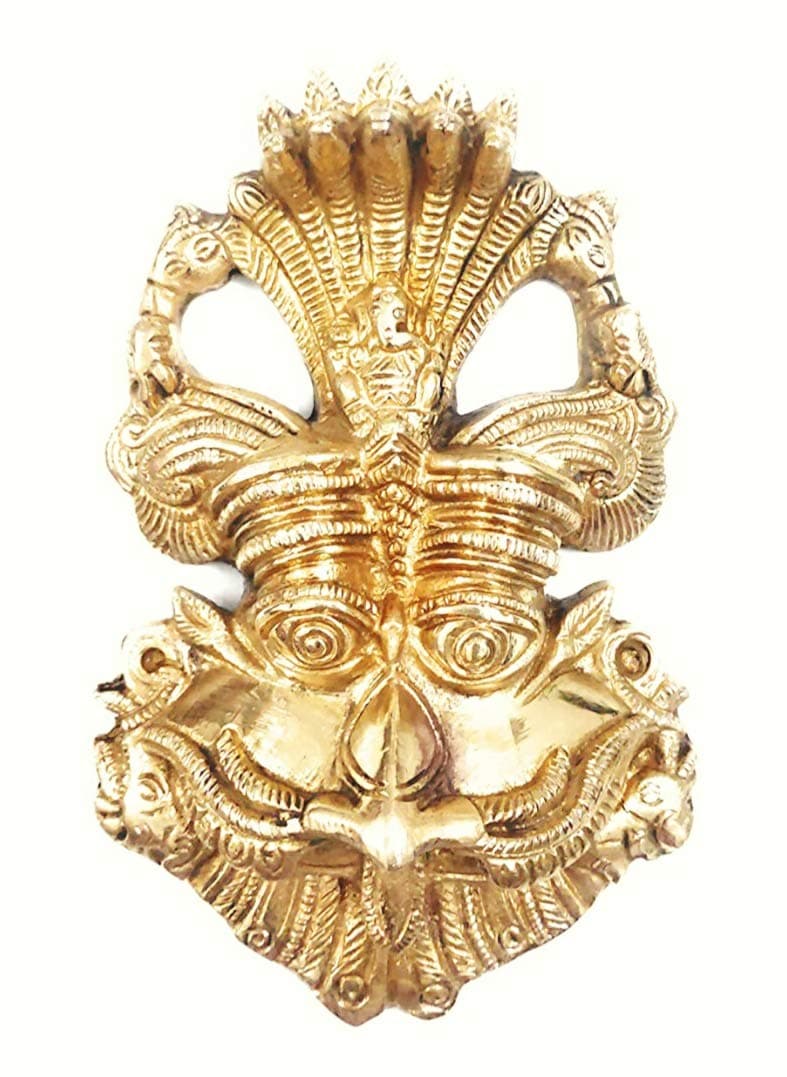 Kirtimukha - Keerthimukha - Keerthi Mukham- Keerthi mukutam- Kirthimukha -Wall Hanging- Evil,Devil Protection - (6" x 4" x 2") (Metal), Gold
