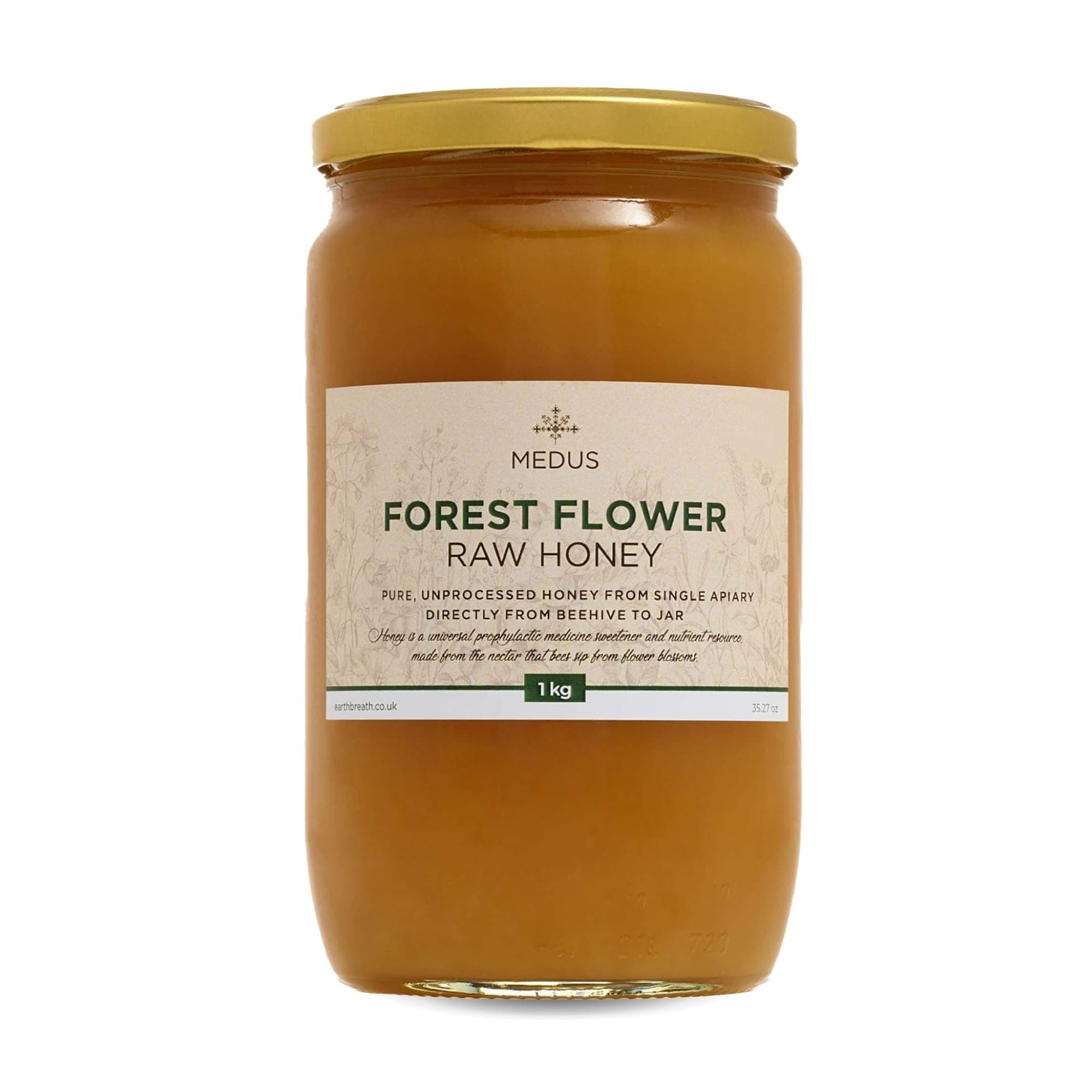 Earthbreath - Forest Flower Raw Honey - 1Kg | Pure, Dark, Unpasteurised and Unfiltered | Natural Sweetener for Cooking, Tea, Coffee, Milk, Juice, Hot & Cold Drinks