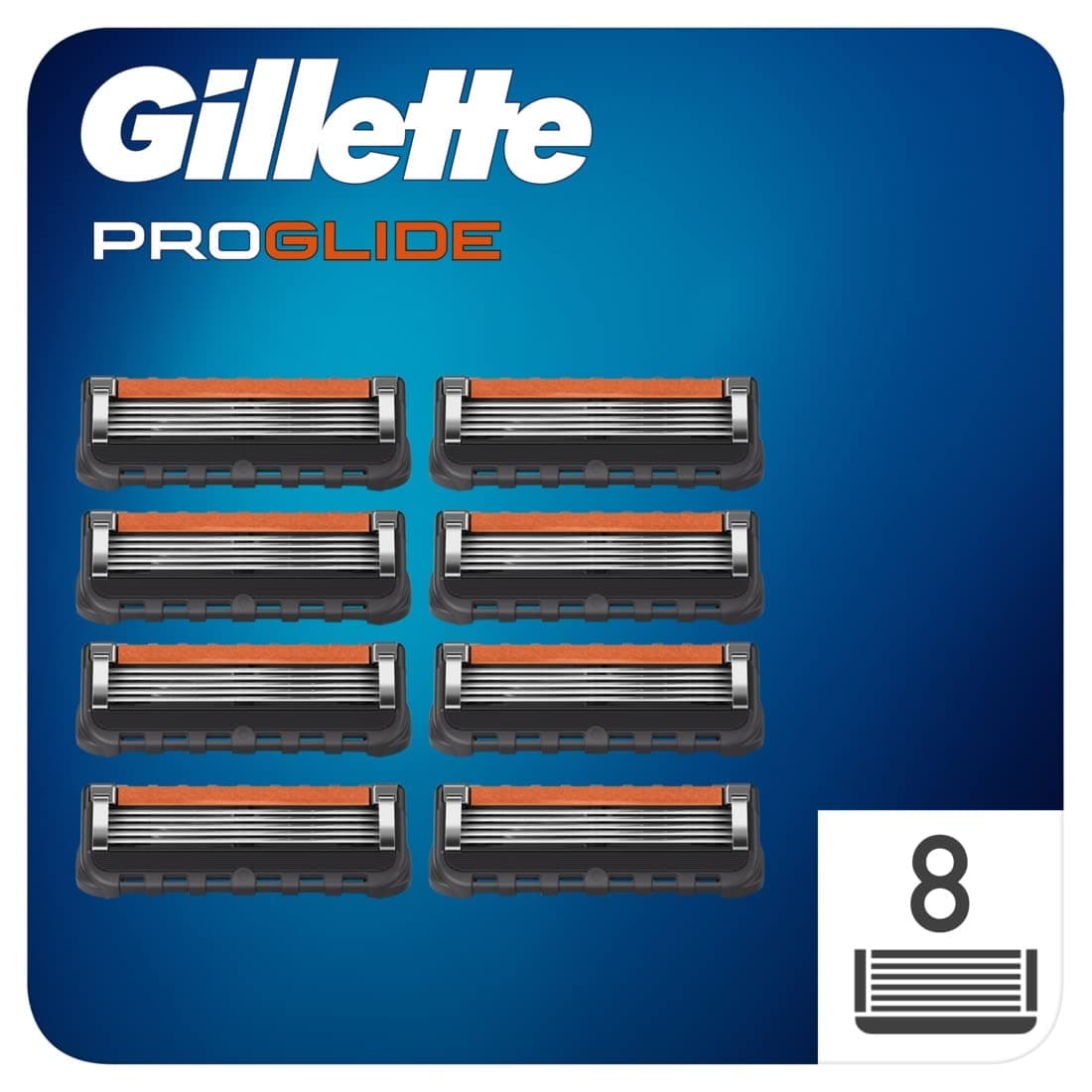 ProGlide Razor Blades Men, Pack of 8 Razor Blade Refills with Precision Trimmer, 5 Anti-Friction Blades (Packaging May vary)