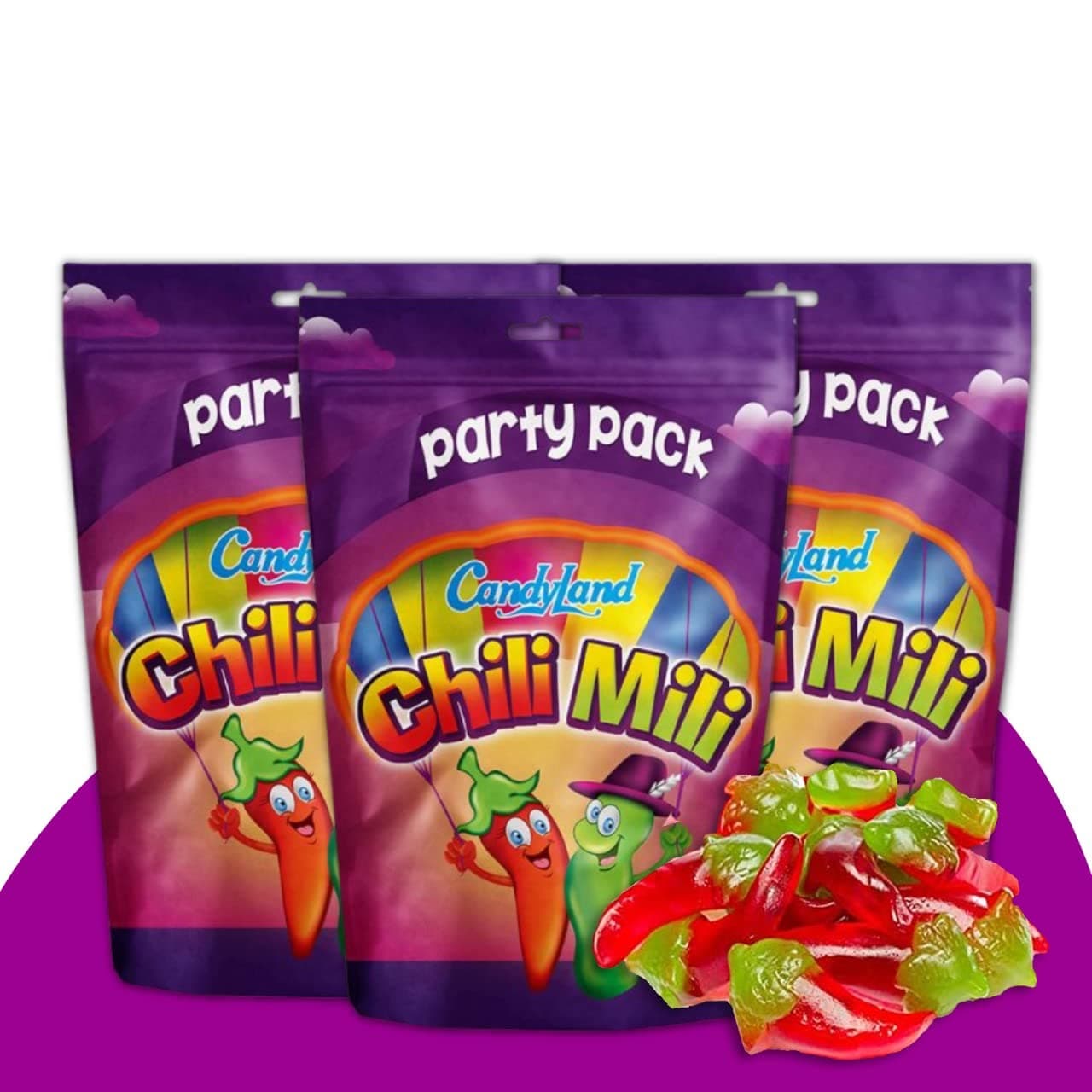 CandyLand Chili Mili Delicious gummy sweets Jellies in tamarind & chili flavor Party Packs sweet chili Pack of 3 chili paper Caliko