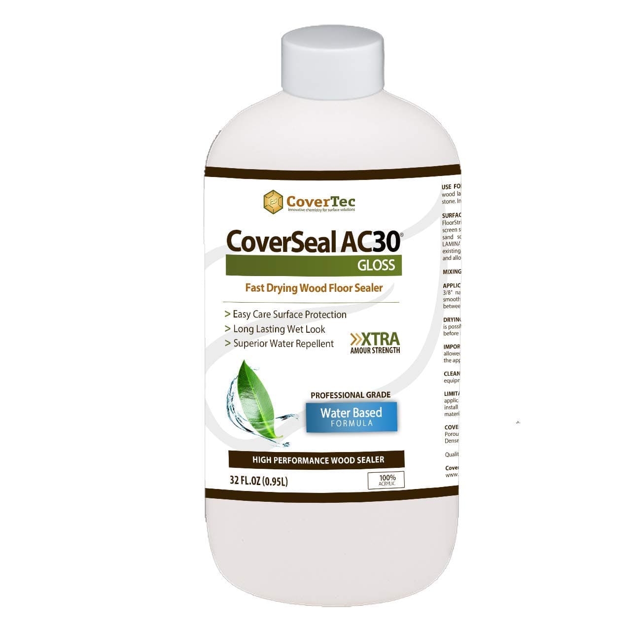 CoverSeal AC30 Gloss Wood Sealer, Durable, Fast Setting, Clear Gloss Look (1 Qrt - Prof Grade)