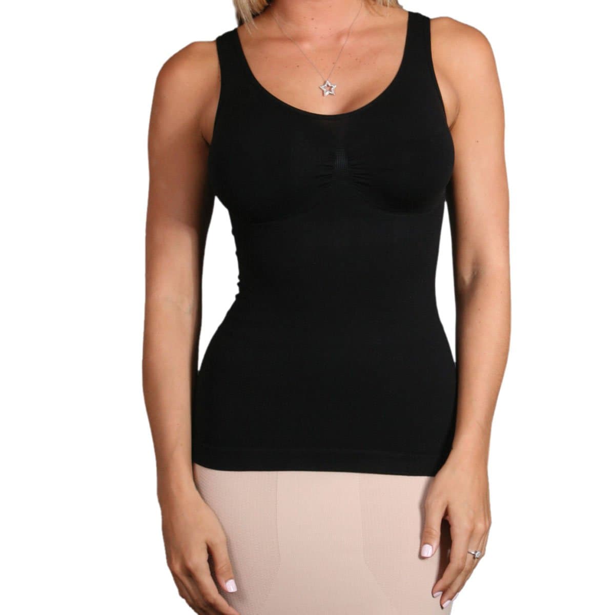 Aha Moment by N-fini Women's Dbl V-Neck Tank Shapewear Non-Padded Wire Free Bra