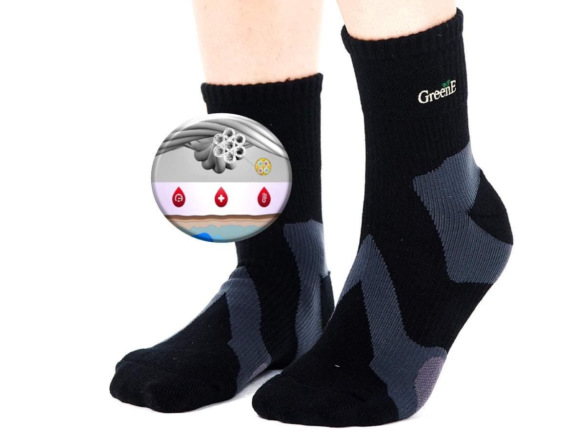 GreenE Bio Far Infrared socks nano socks for Poor Circulation and Sporting (Black L)