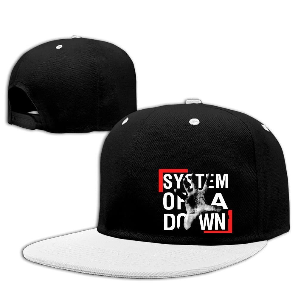 Hotboy19 SOAD System Band Down Sunbonnet Trucker Cap Adjustable Flat Bill Hat White