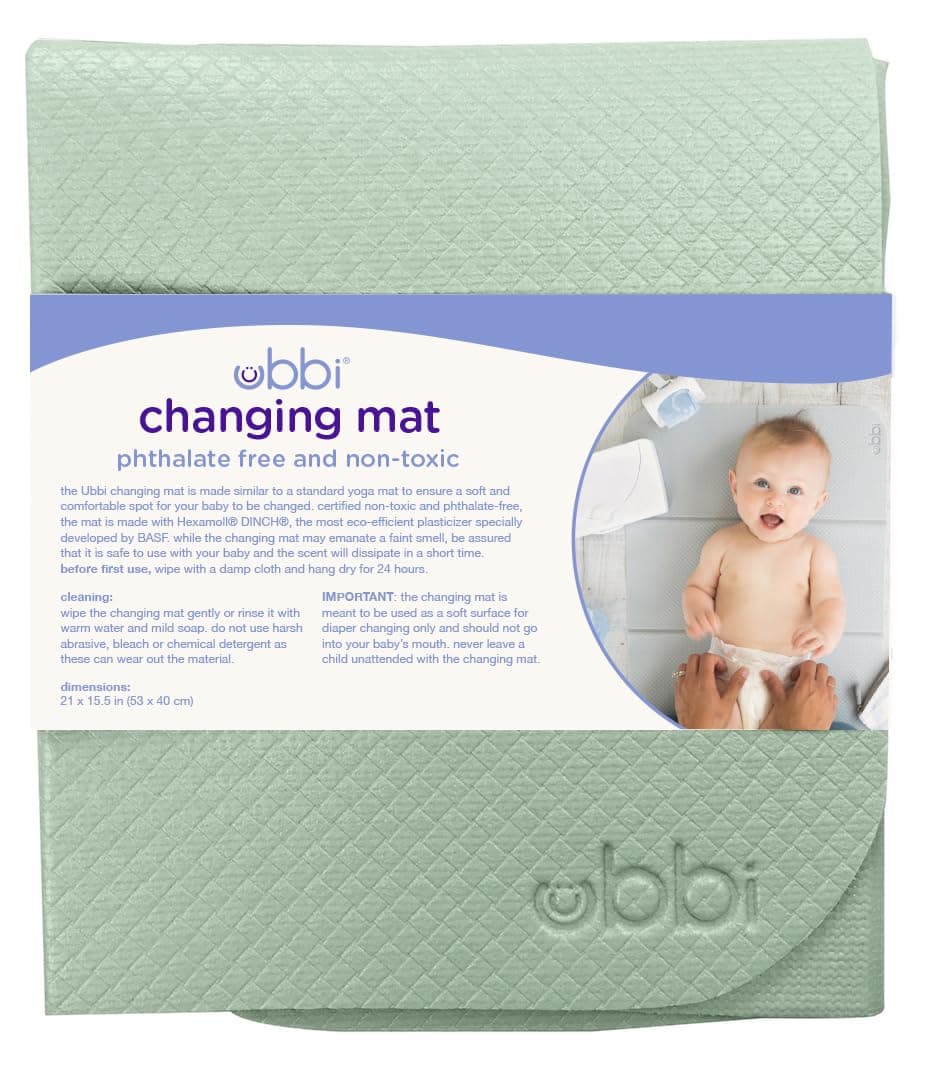 Ubbi Moving Diaper Changing Mat, Portable Baby Changing Mat, Travel Accessories for Babies, Sage