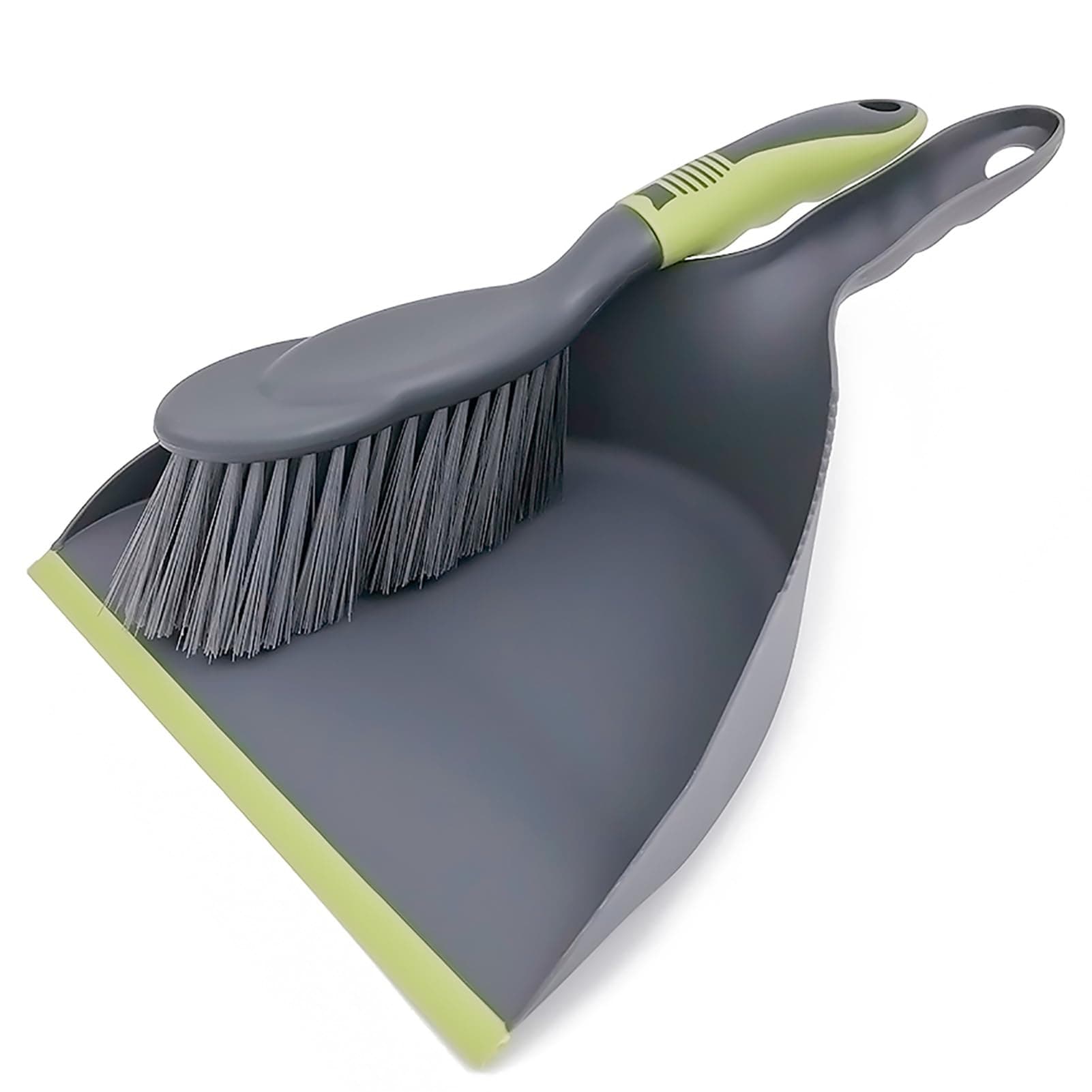 Handy Dustpan and Brush Set for Home Kitchen Floor Clean Brush and Dustpan Set for Floor Desk Cleaning Comfort Grip Multi Function Dust Broom Brush - Gray Green