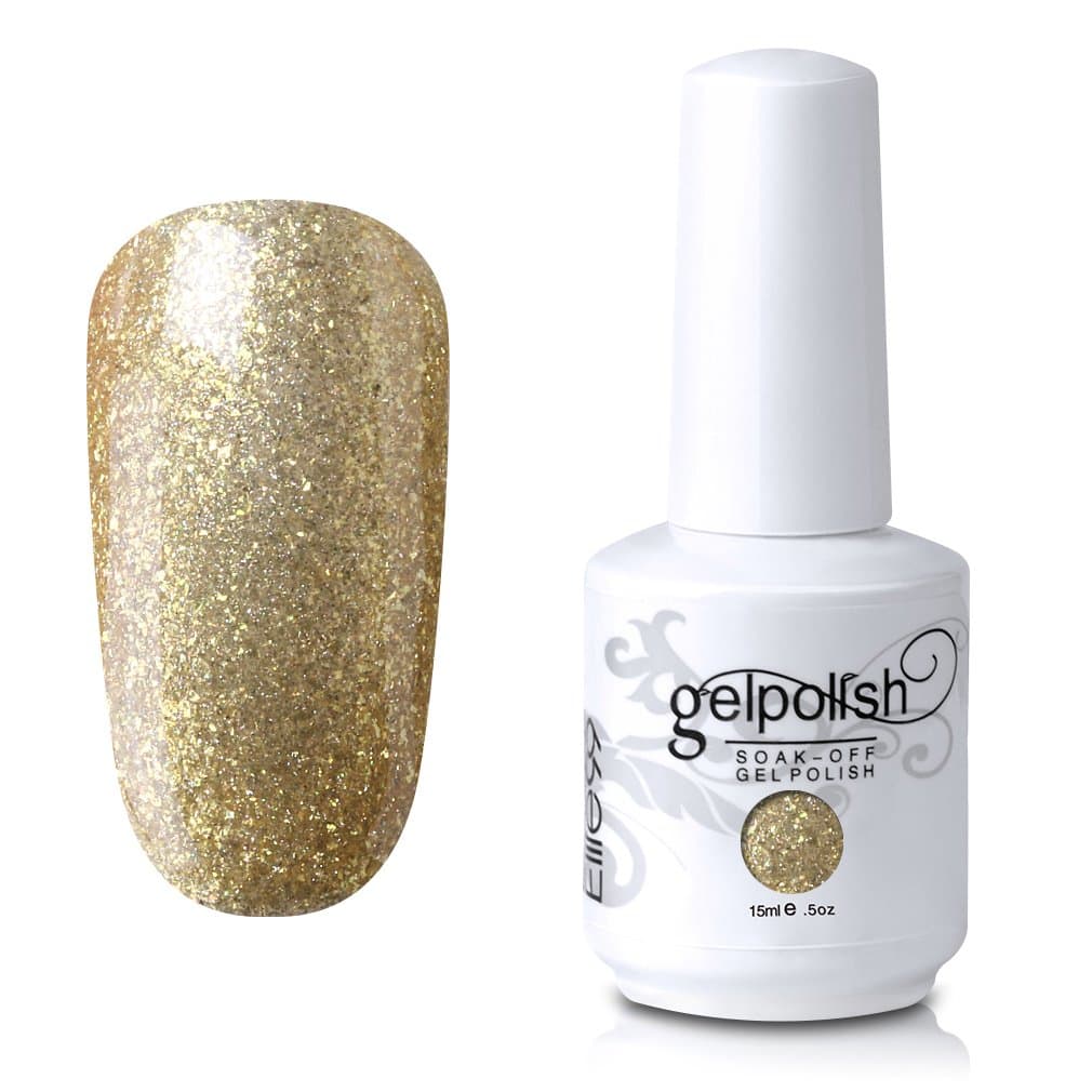 Elite99 Gel Nail Polish Soak Off UV LED Gel Nail Varnish Manicure Lacquer 15ml 618 Glitter Gold