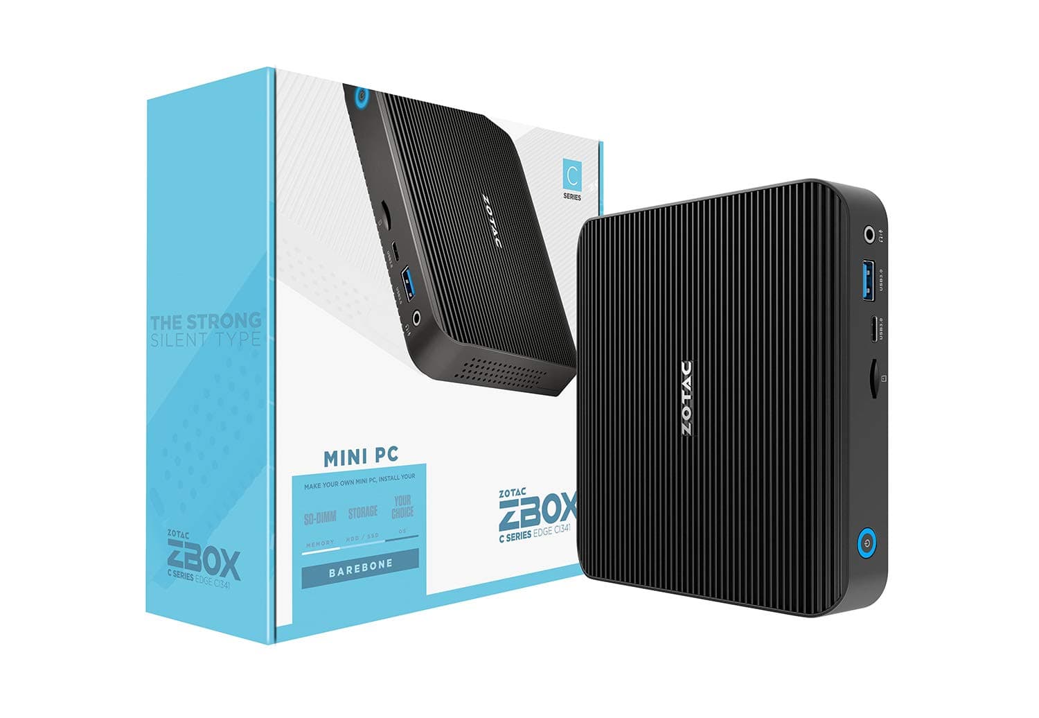 ZOTAC ZBOX Edge CI341 Ultra-Thin Silent Passive-Cooled Mini PC Intel N4100 Quad-core, Intel UHD Graphics 600, No Memory/Storage/OS Barebones System, ZBOX-CI341-U