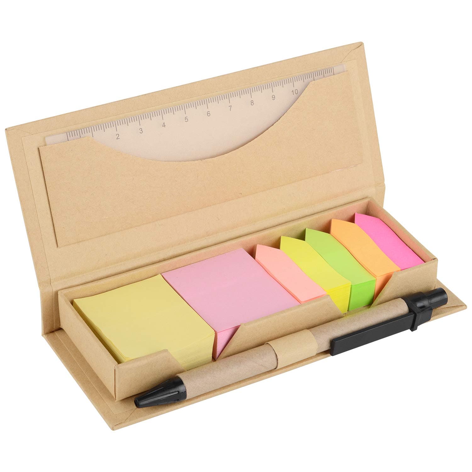 OGI Sticky Notes Set and Organizer, Colored Page Markers Index Tabs with A Ruler and Pen