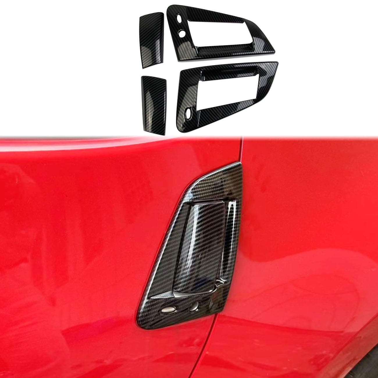 Carbon Fiber Style Exterior Side Door Handles Cover Trim Accessories for Nissan 370Z