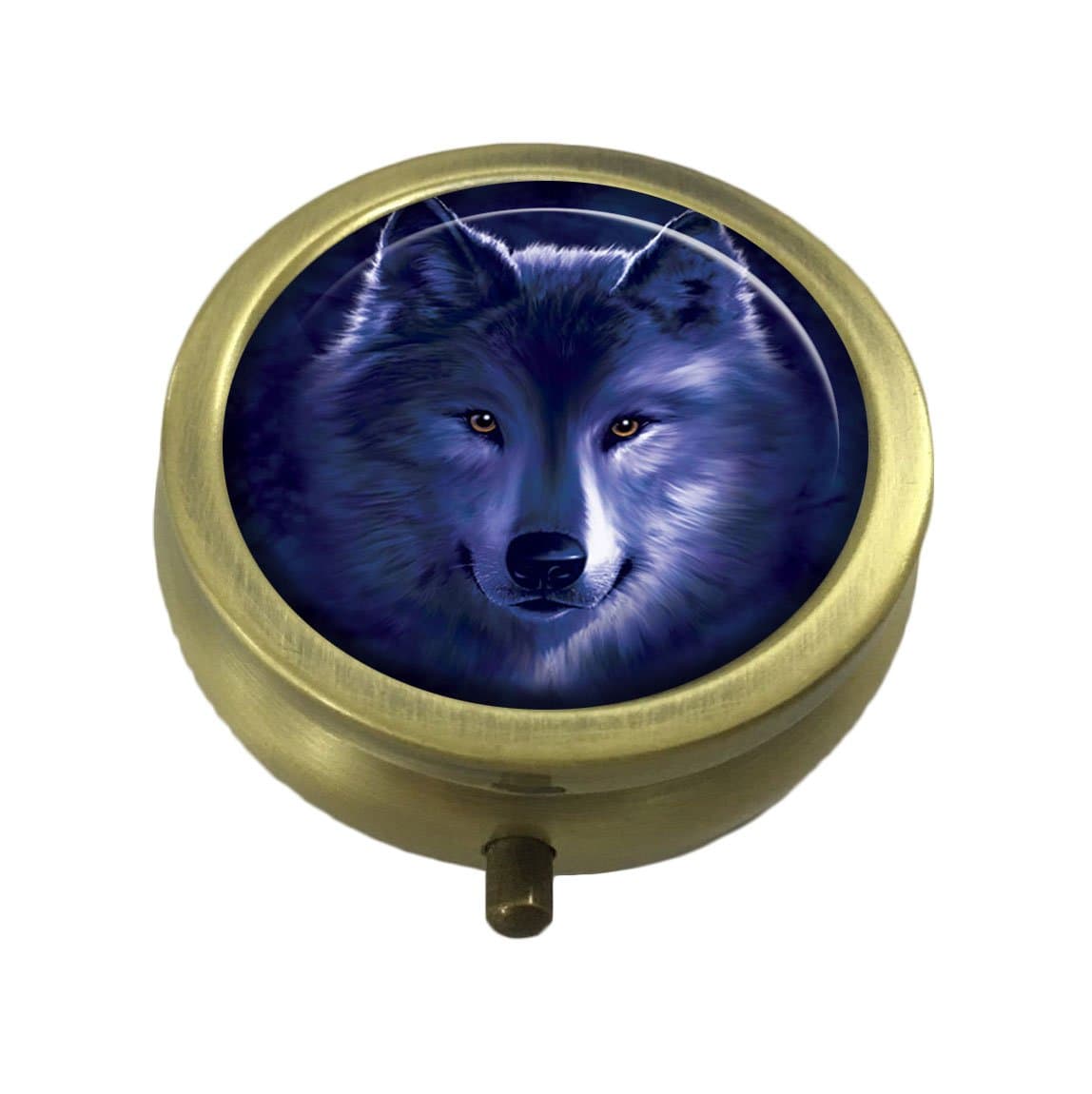 Guojew Wolf fade Custom Fashion Round Pill Box Tablet Holder Pocket Purse Organizer Case Decoration Box
