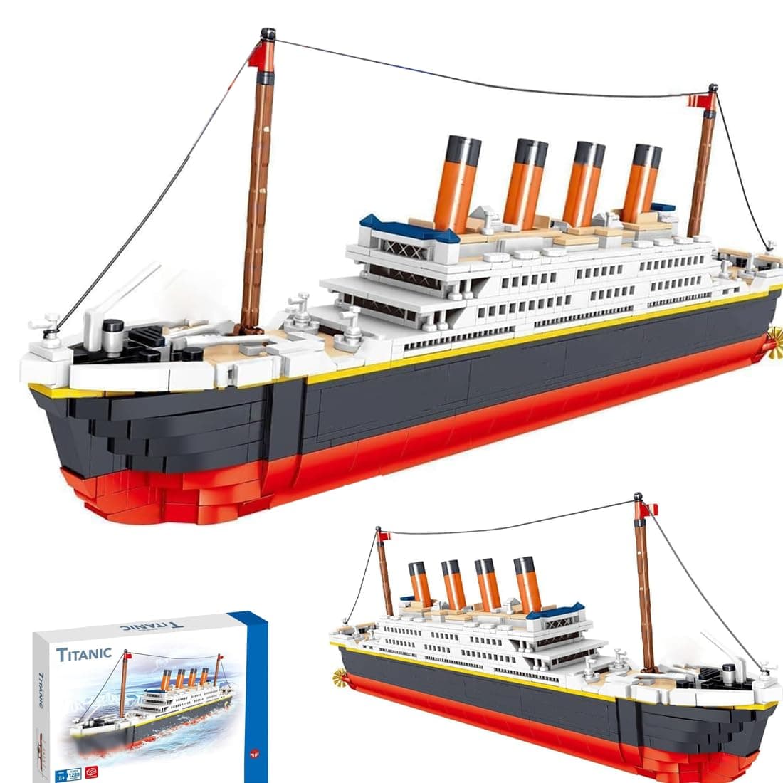 FULHOLPE Titanic Model Building Block Set, 1288Pcs Cruise Ship Titanic Boat Model Building Kit Not Compatible with Creator Expert 10294