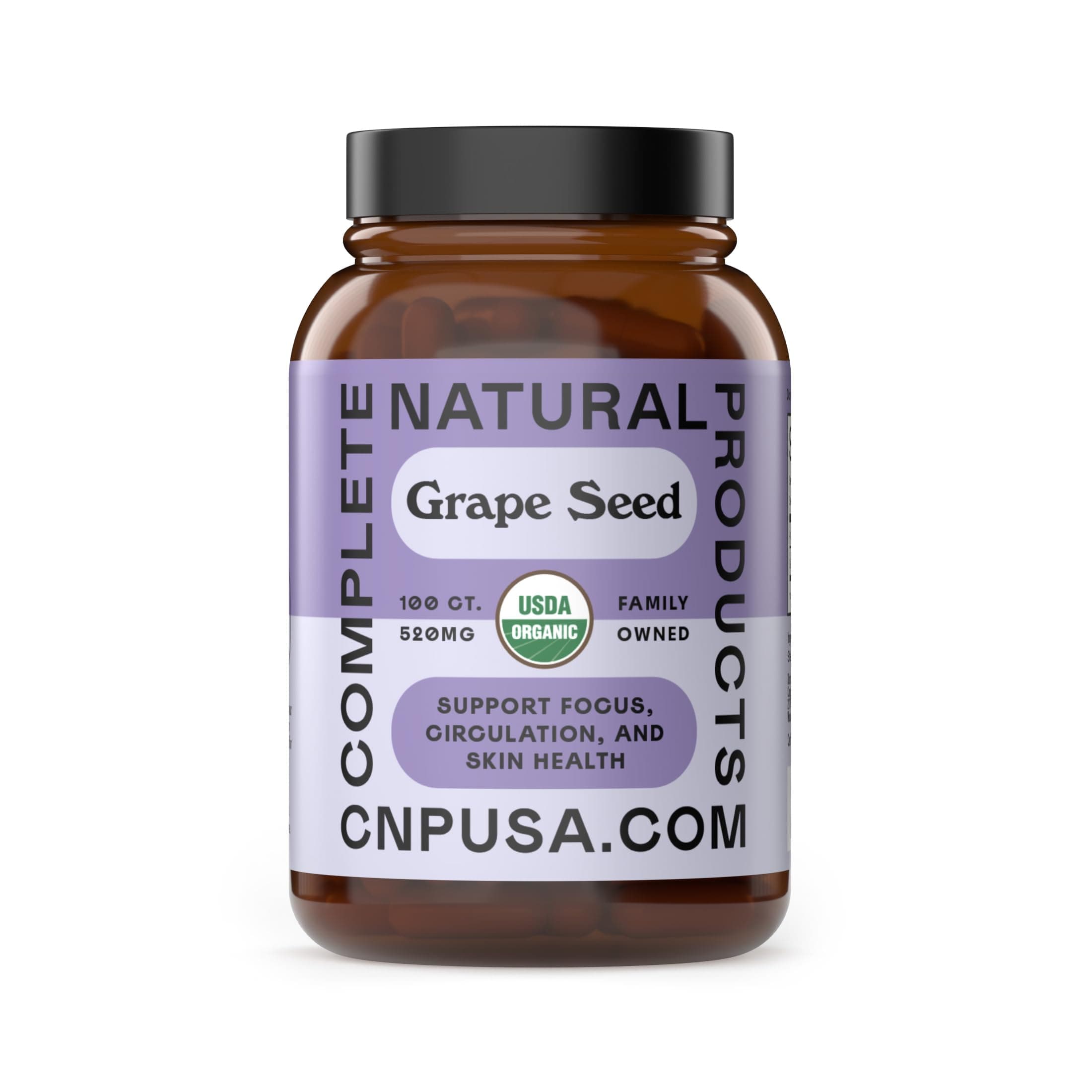 Organic Grape Seed Capsules – 520mg, 100 Count – Polyphenols & OPC Antioxidants