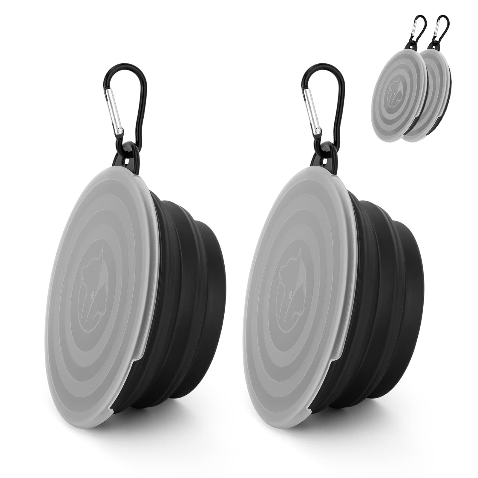 Dog Bowls Pet Collapsible Bowl with Cover Lids,2 Pack Dog Travel Bowls Portable Foldable Cat Water Dish Bowl for Pets Walking Parking Camping (Black and Black, Small)