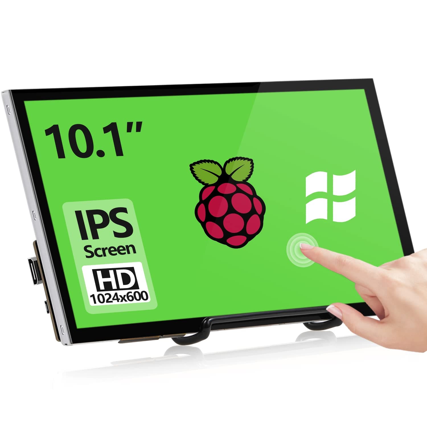 Raspberry Pi Screen, 10.1 Inch Touchscreen Monitor 1024x600 Small HDMI Monitor w/Stand, IPS LDC Screen Display for Raspberry Pi 400/4/3/2/Zero/B/B+ Jetson Nano Win11/10/8/7