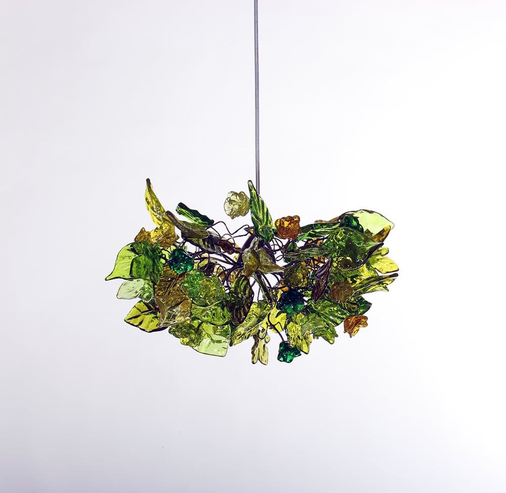 Green Lamp Shade - Forest Flowers and Leaves Ceiling Light - Unique Pendant Light fixtures -Decorations for Home and Kitchen.