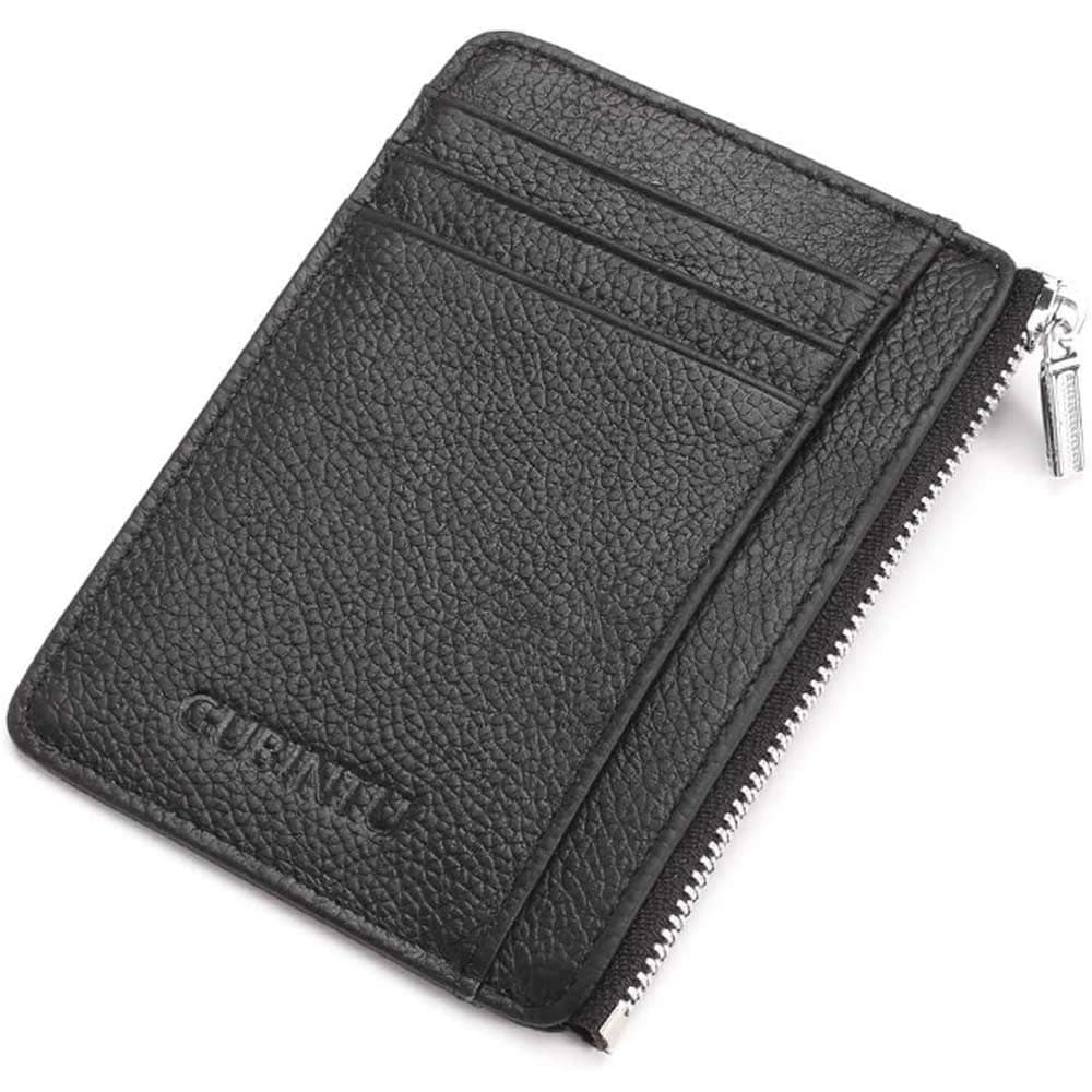 n aCredit Card Wallet, RFID Blocking Genuine Leather Card Zipper Holder Anti Theft Slim Pocket Purse for Men & Women