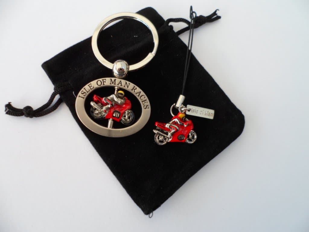 Manx TT MotorBike Keyring & Phone Charm set