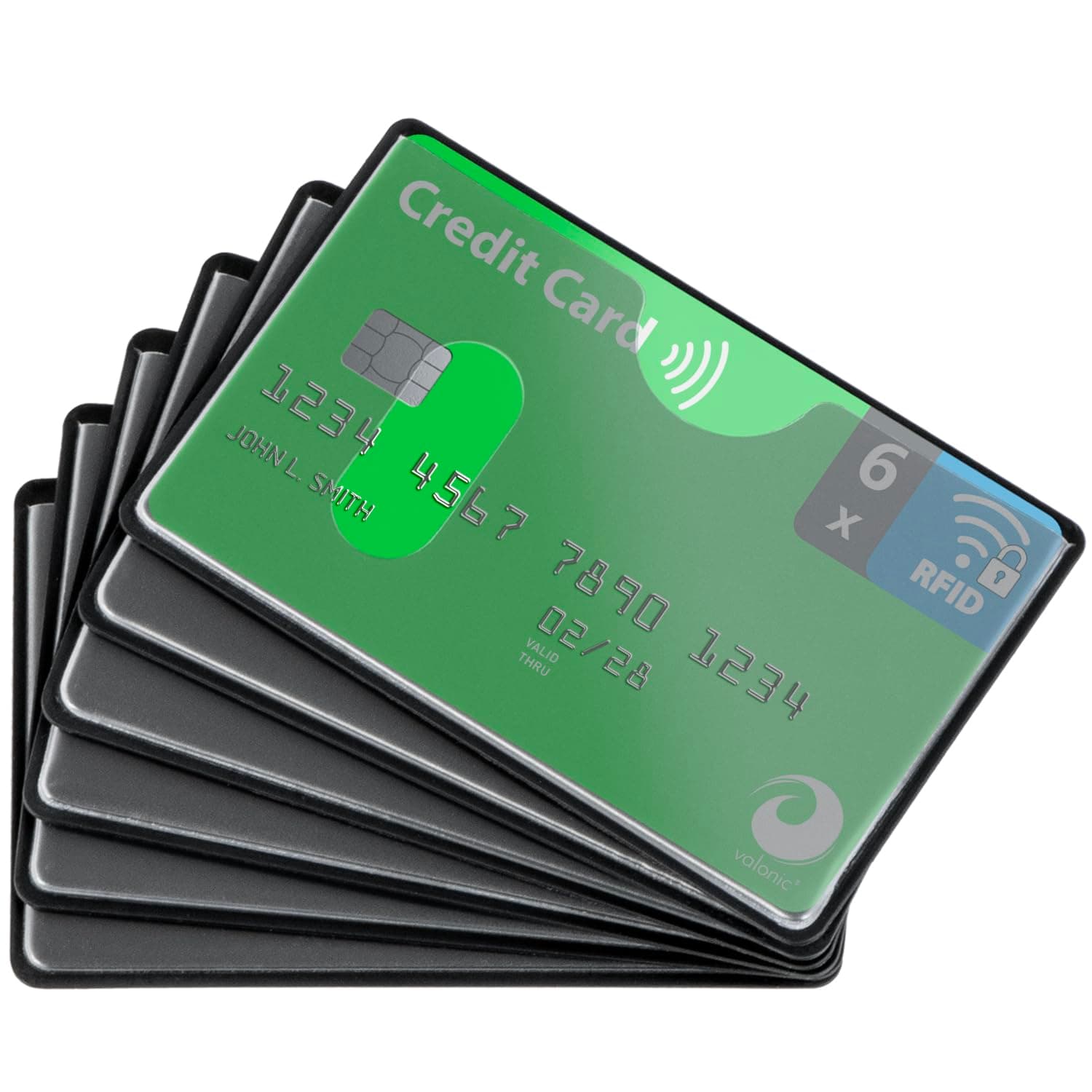 set of 6 RFID blocking sleeves - insertion from the top, Credit Card Protector sleeve for wallet - Protection block for Debit Card and Metro Card