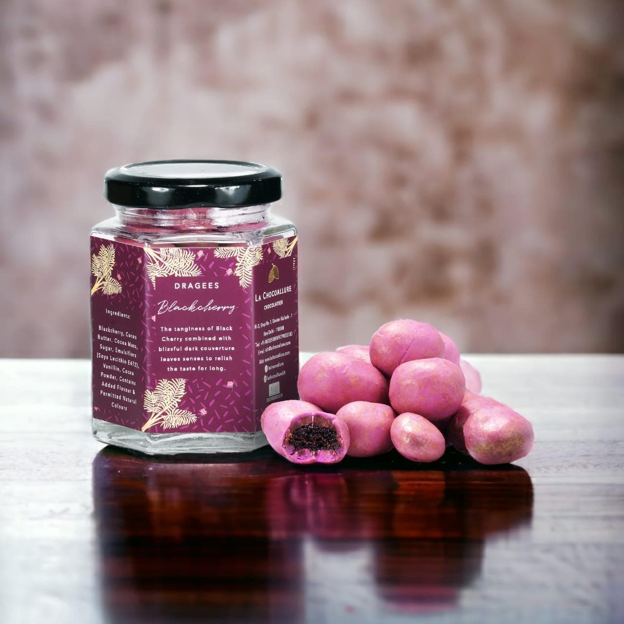 La Chocoallure dry fruit Chocolate, chocolate coated Black Cherry dragees (100 g)