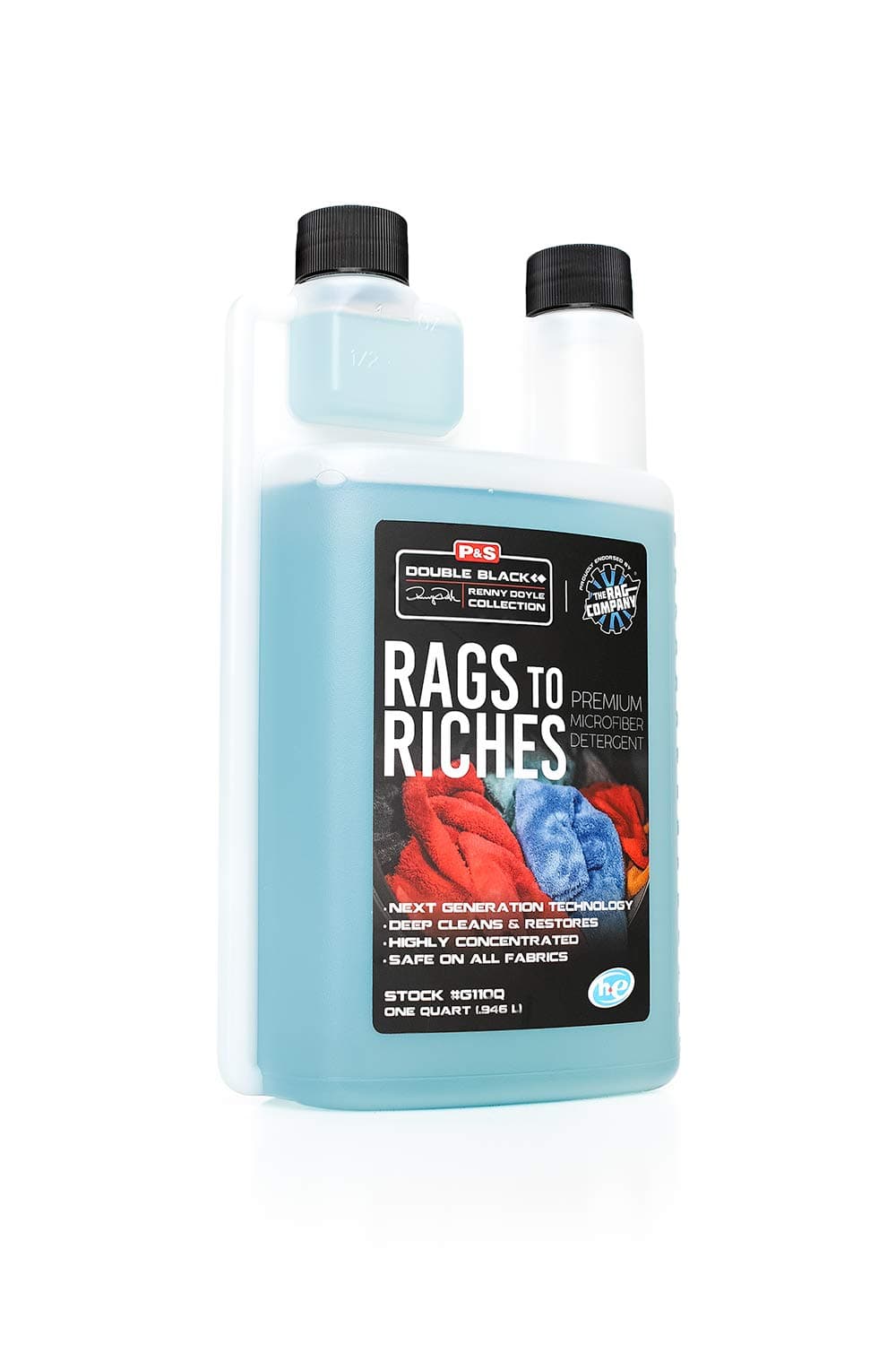 P & S PROFESSIONAL DETAIL PRODUCTS - Rags to Riches - Premium Microfiber Detergent, Deep Cleans and Restores, Safe on All Fabrics, Highly Concentrated, Next Generation Cleaning Technology (1 Quart)