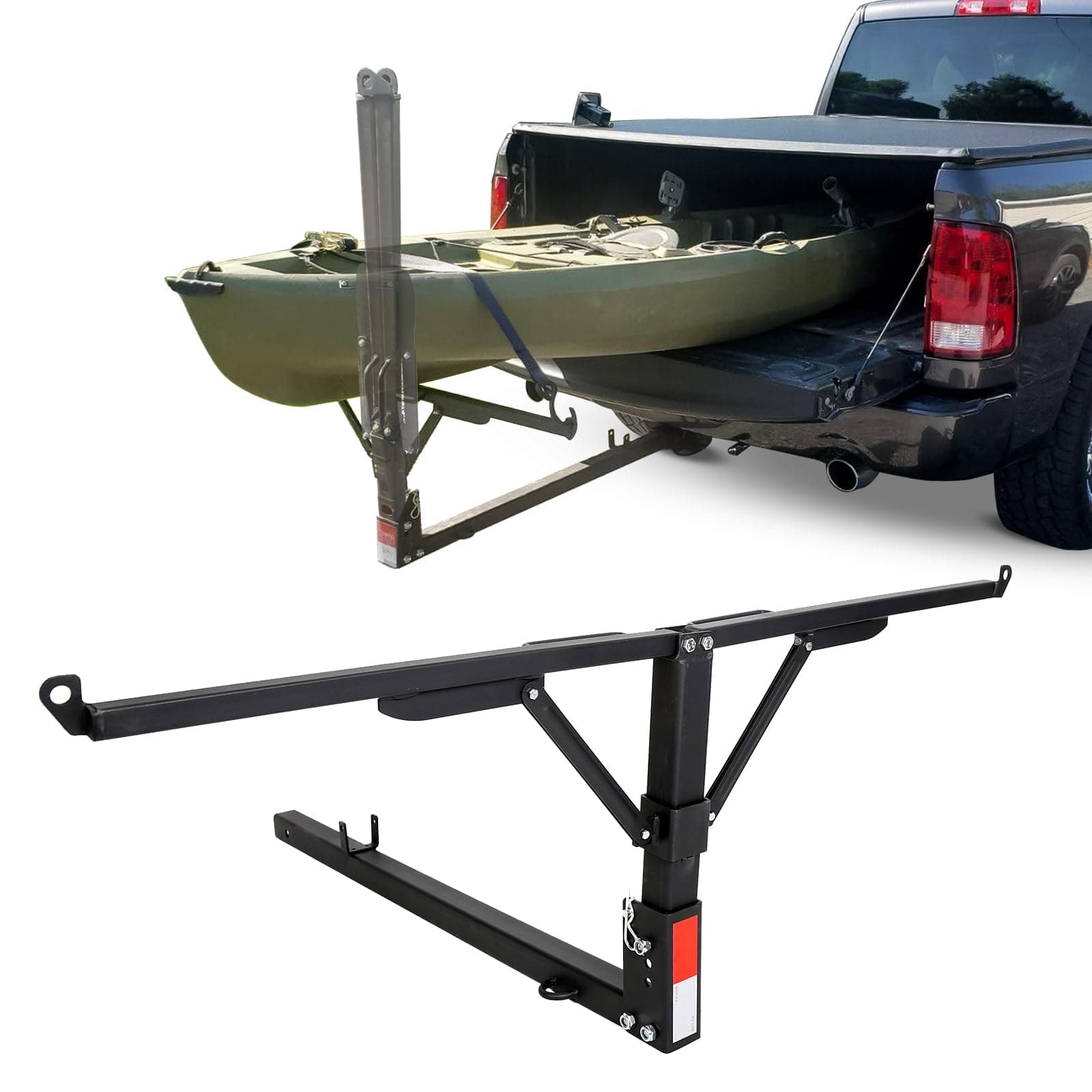 Truck Bed Hitch Extender 2 in 1 Design Foldable Extension Pick Up Rack Canoe Boat Kayak Lumber w/Flag