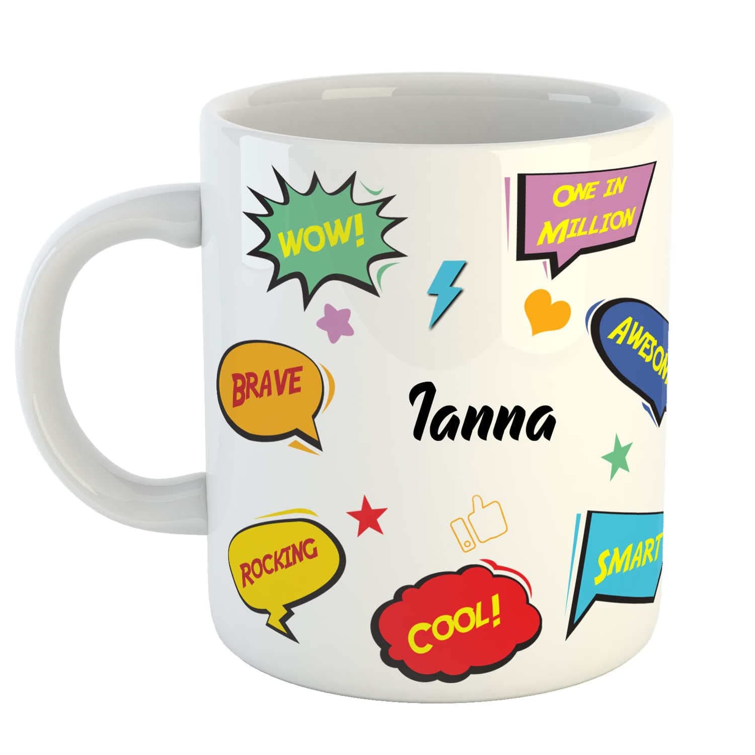 ASHVAH Customized Ianna Name Ceramic Coffee Mug - Best Birthday Gift for Daughter, Son, Sister, Brother, Return Gift for Kids, Name -Ianna