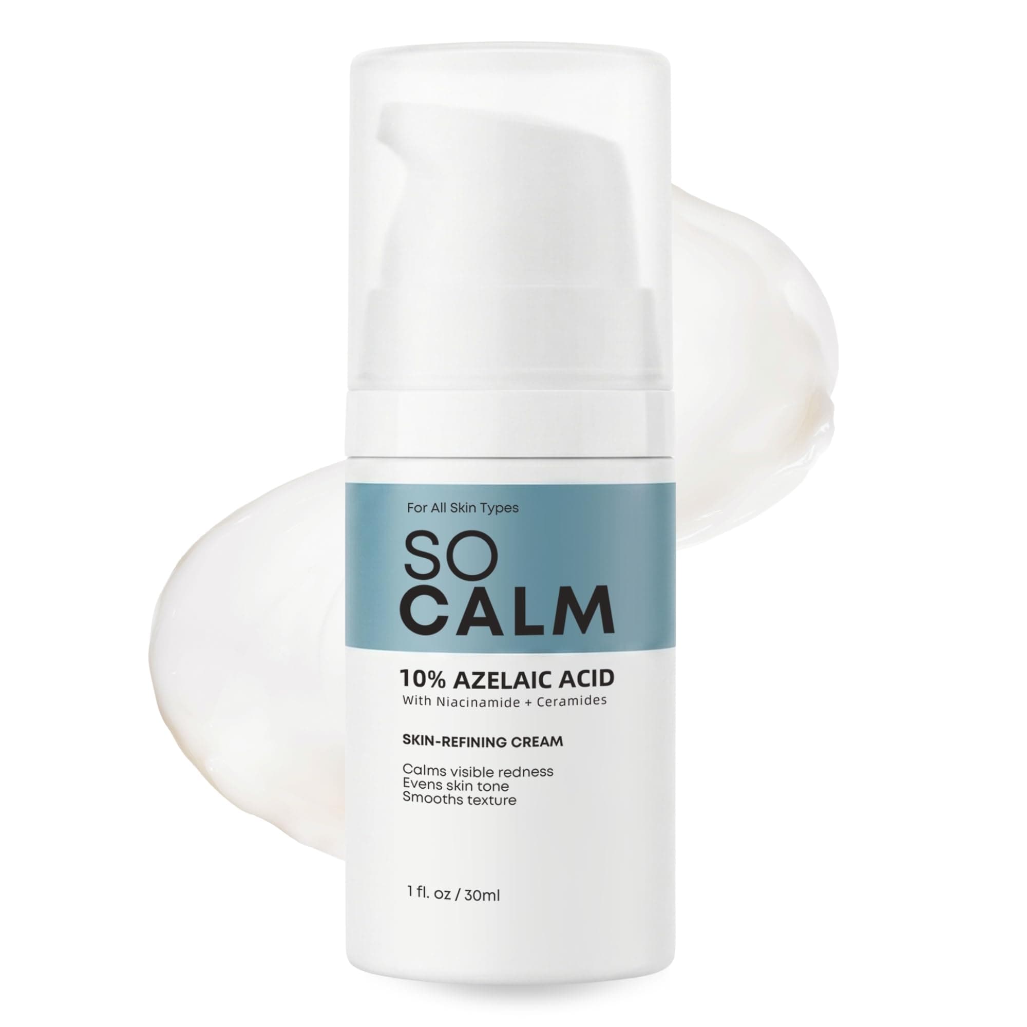 SoCalm Azelaic Acid 10% - Rosacea Relief for Face, Redness & Acne, Cream Soothes Irritation & Suited for All Skin Types