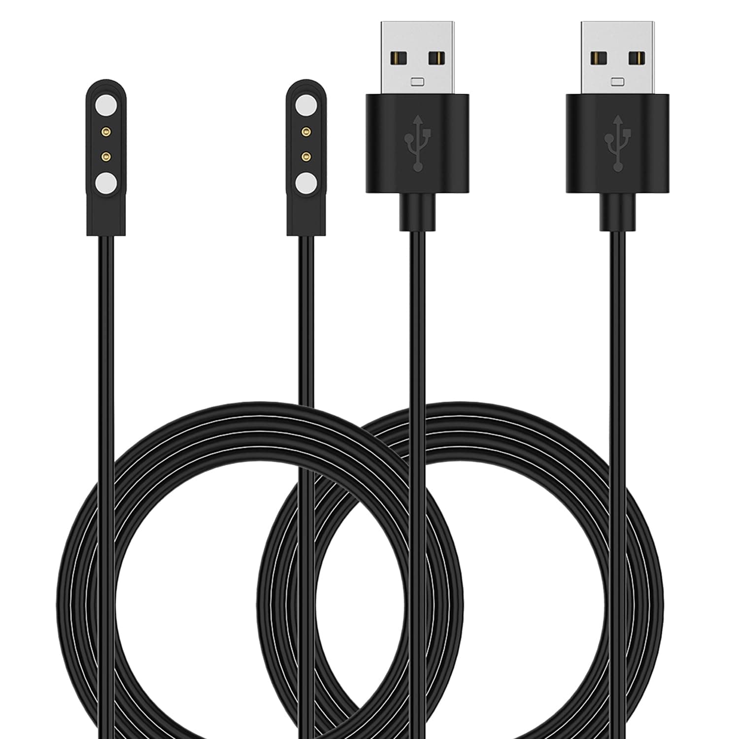 RuenTech 2-Pack Charger Compatible with Letsfit IW1 EW1/FITNIV IW1/LIVIKEY EW1 Smart Watch, 3.3FT Replacement Charing Cable for LIVIKEY Smart Watch Charger (Black&Black)
