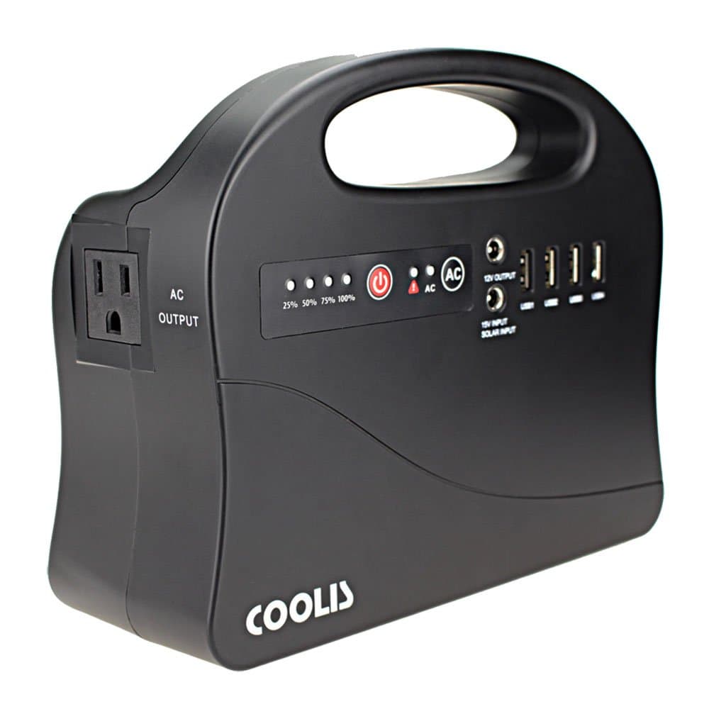 COOLIS 155Wh 200W Purely Sine Wave Portable Solar Power Inverter Generator with 110V AC 12V DC and 5V USB Output,42000Mah Lithium Ion Battery