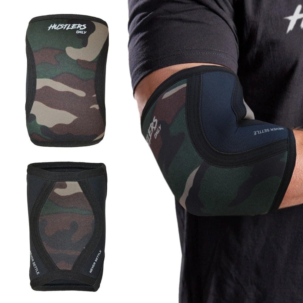 Hustlers OnlyElbow Sleeves Weightlifting 5mm Neoprene Compression for Instant Joint Pain Relief Elbow Support Sleeves for Gym Training, Bench & Tendonitis, Fitness, and Workout (Camo, S)
