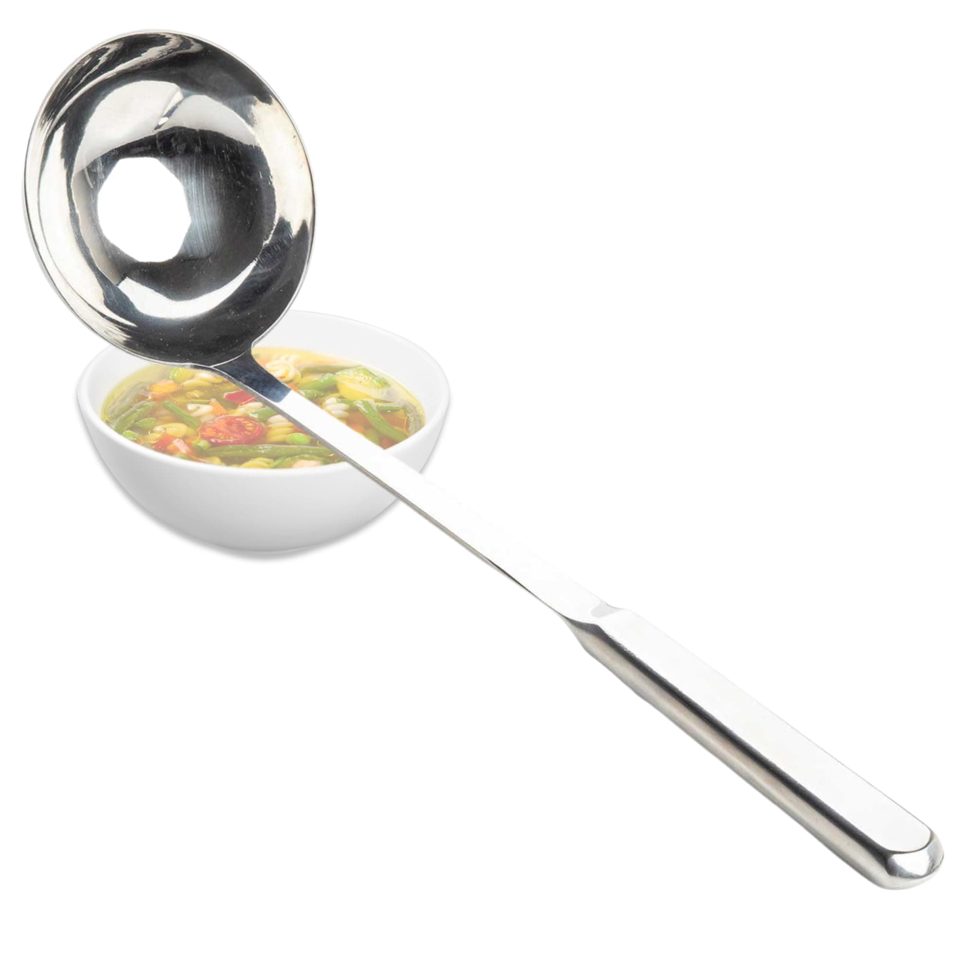 11633 Holden Collection 4 oz. Buffet Soup Ladle Spoon, Stainless Steel Utensil for Serving Soup, Sauce, Gravy, Hollow Handle, 13" Long, Brushed Silver