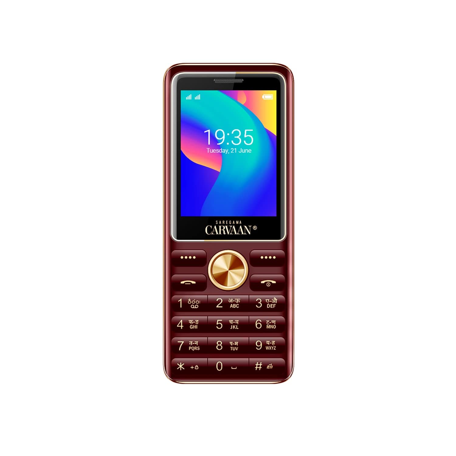 Carvaan Saregama Telugu M21 Keypad Mobile Phone - 1500 Pre-Loaded Songs, Dual Sim, 2.4 Inch Display, 2500 mAh Battery, 2 GB Free Memory Space, Wireless FM, Bluetooth, Rear VGA Camera | Metallic Red