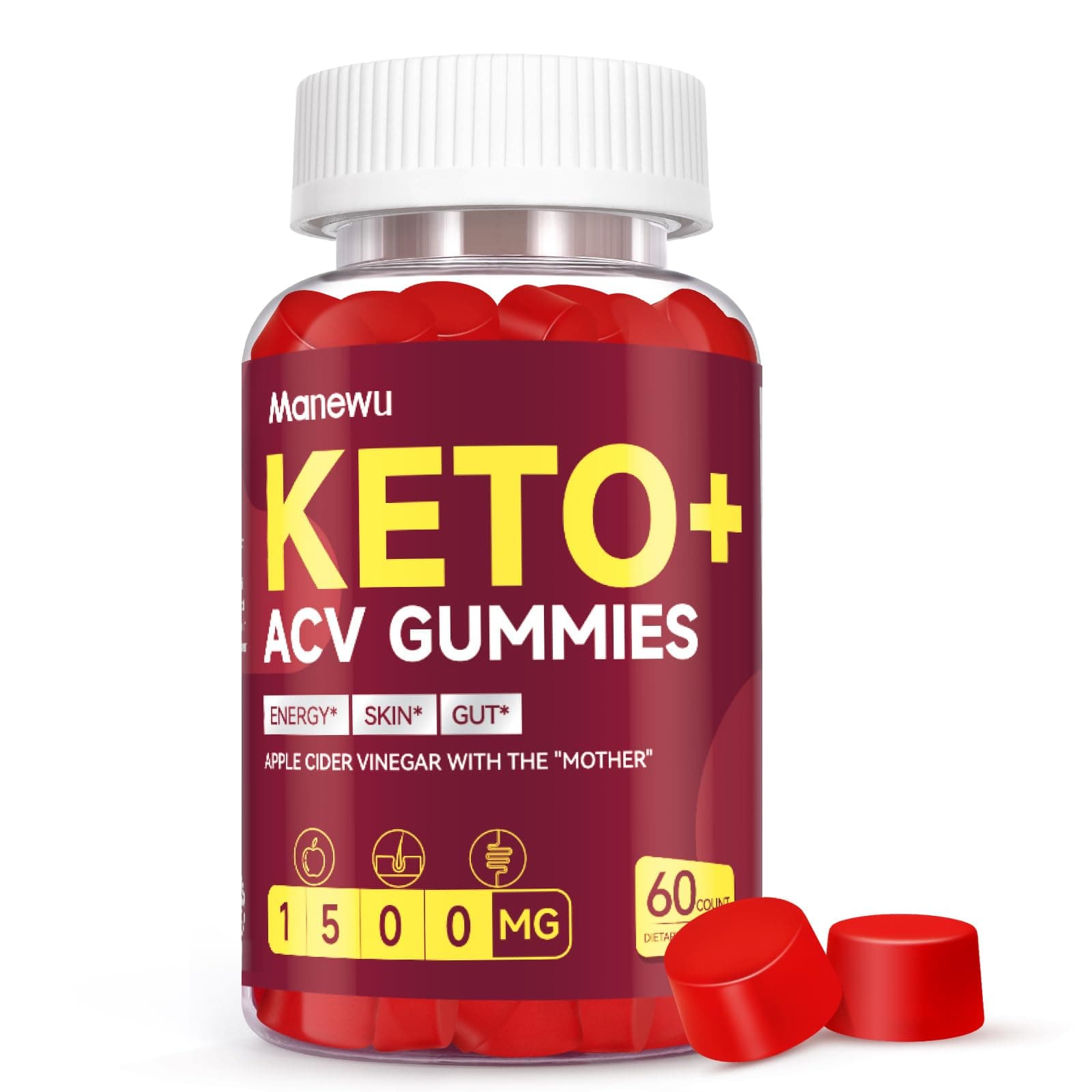 Keto ACV Gummies Advanced, 1500MG Vegan Low Carb Apple Cider Vinegar with Mother - Support Gut Health, Detox Cleanse - Keto Gummies for Women Men, Non-GMO, Made in USA