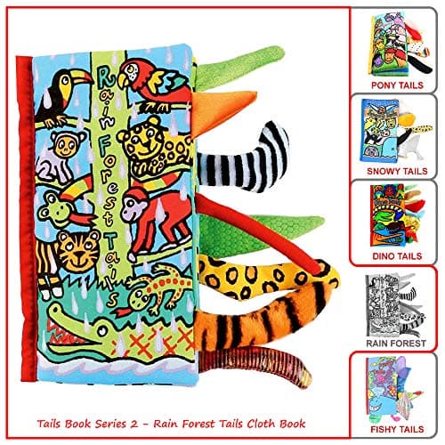 Soft Cloth Books For Babies,Animal Tails Book,Crinkle Fabric books For Infants,Toddlers,Boys