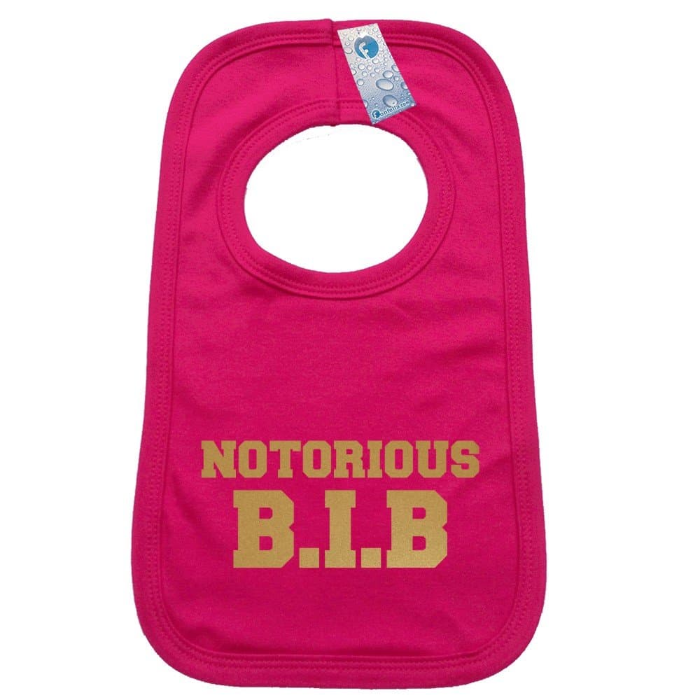 NOTORIOUS BIB PULLOVER BABY BIBS â Doubled Layered - (Hot Pink) - 100% Cotton Baby Newborn big hip hop old skool cool Toddler Perfect Gear Clothing Boy Girl Mum Dad Mummy Daddy Grow Gift Custom Presen