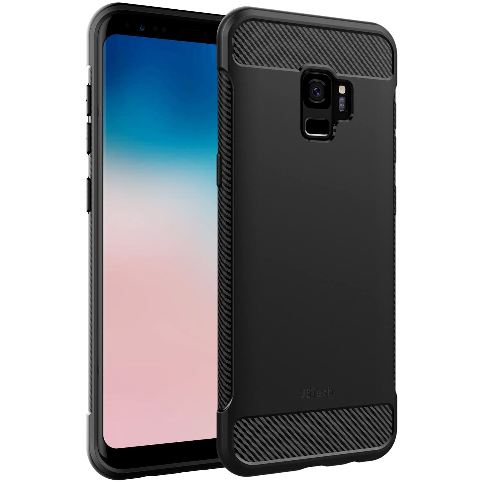 JETech Slim Fit Case for Samsung Galaxy S9, Thin Phone Cover with Shock-Absorption and Carbon Fiber Design (Black)