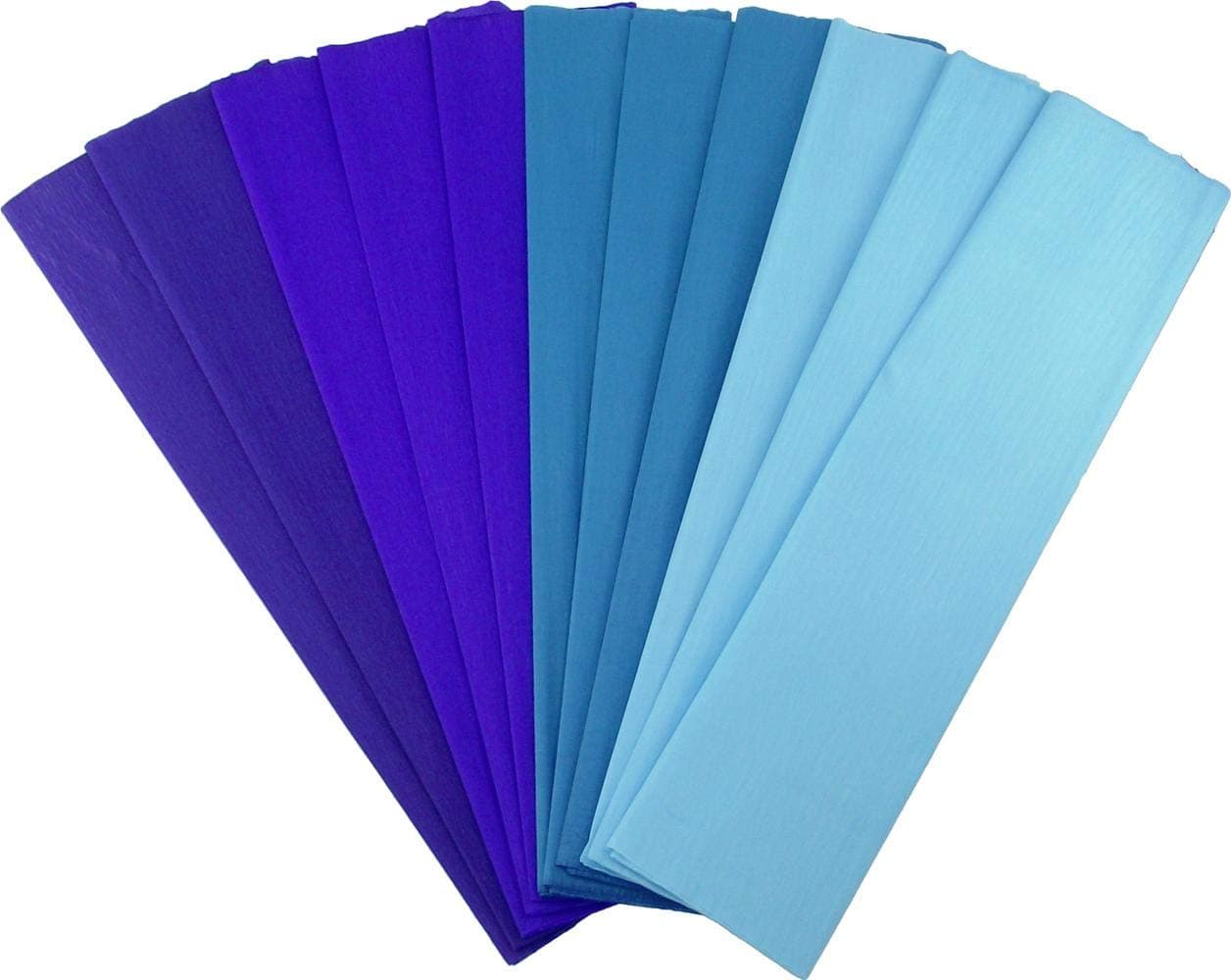 Crepe Paper Folds (10 pcs) - 20 inches Wide by 6.2 ft Long - Mexican Crepe Paper - Assorted Colors (Shades of Blue)
