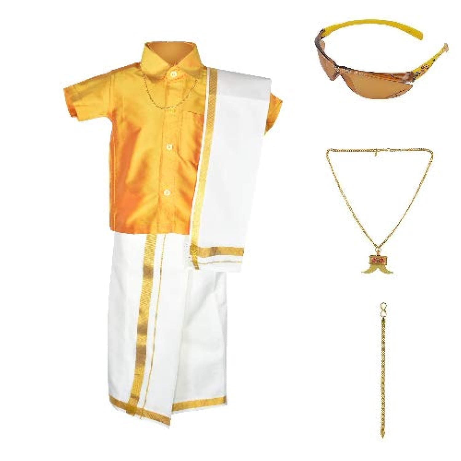 AMIRTHA FASHION Boys Traditional Dhoti & Shirts SET WITH ACCESSORIES (AMFCMGD - $P)