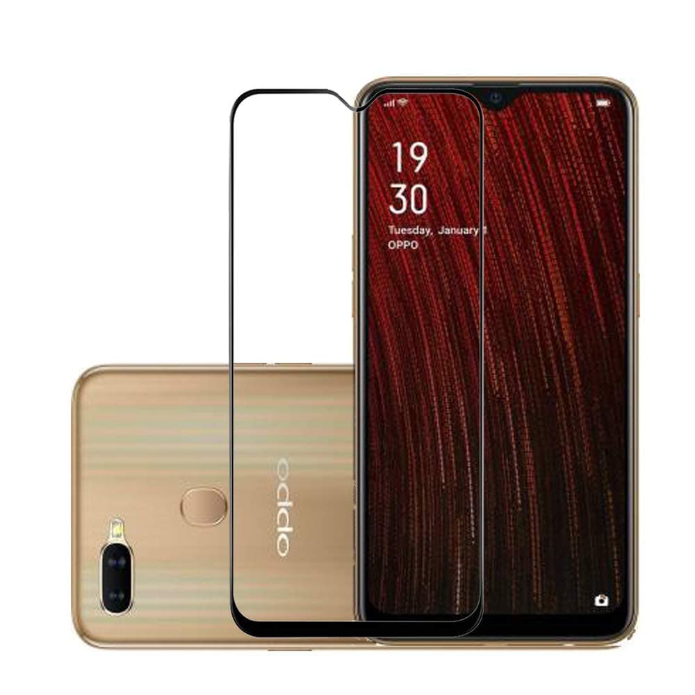 HOBBYTRONICS Pack of 1 Tempered Glass Screen Guard Gorilla Protector for Oppo A5s (Black)