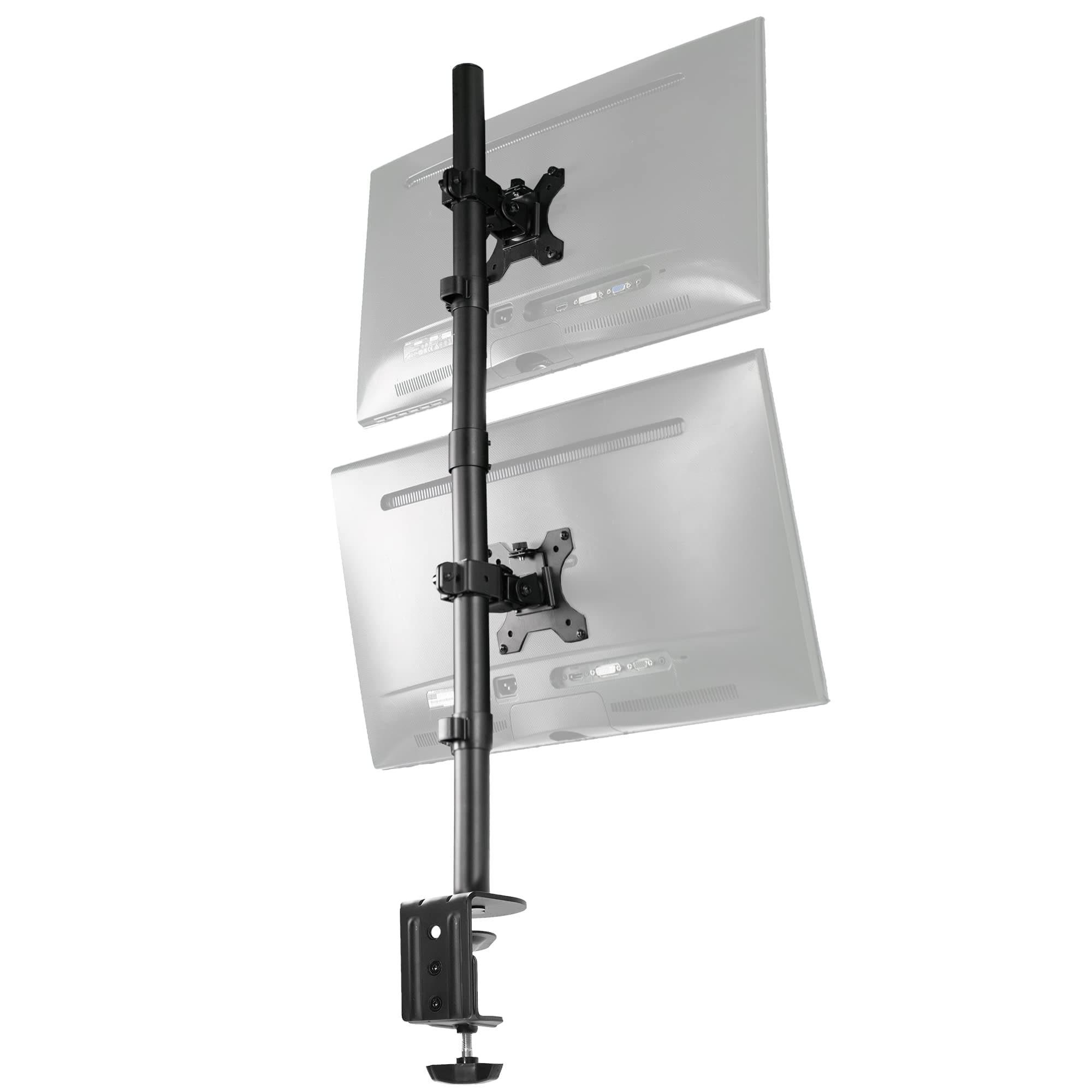 Dual LCD Monitor Desk Mount Stand Heavy Duty Stacked, Holds Vertical 2 Screens up to 32" (STAND-V002T)