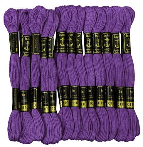 IBA Indianbeautifulart Cross Stitch Hand Embroidery Thread Stranded Cotton Craft Sewing Floss 25 Skeins-Purple