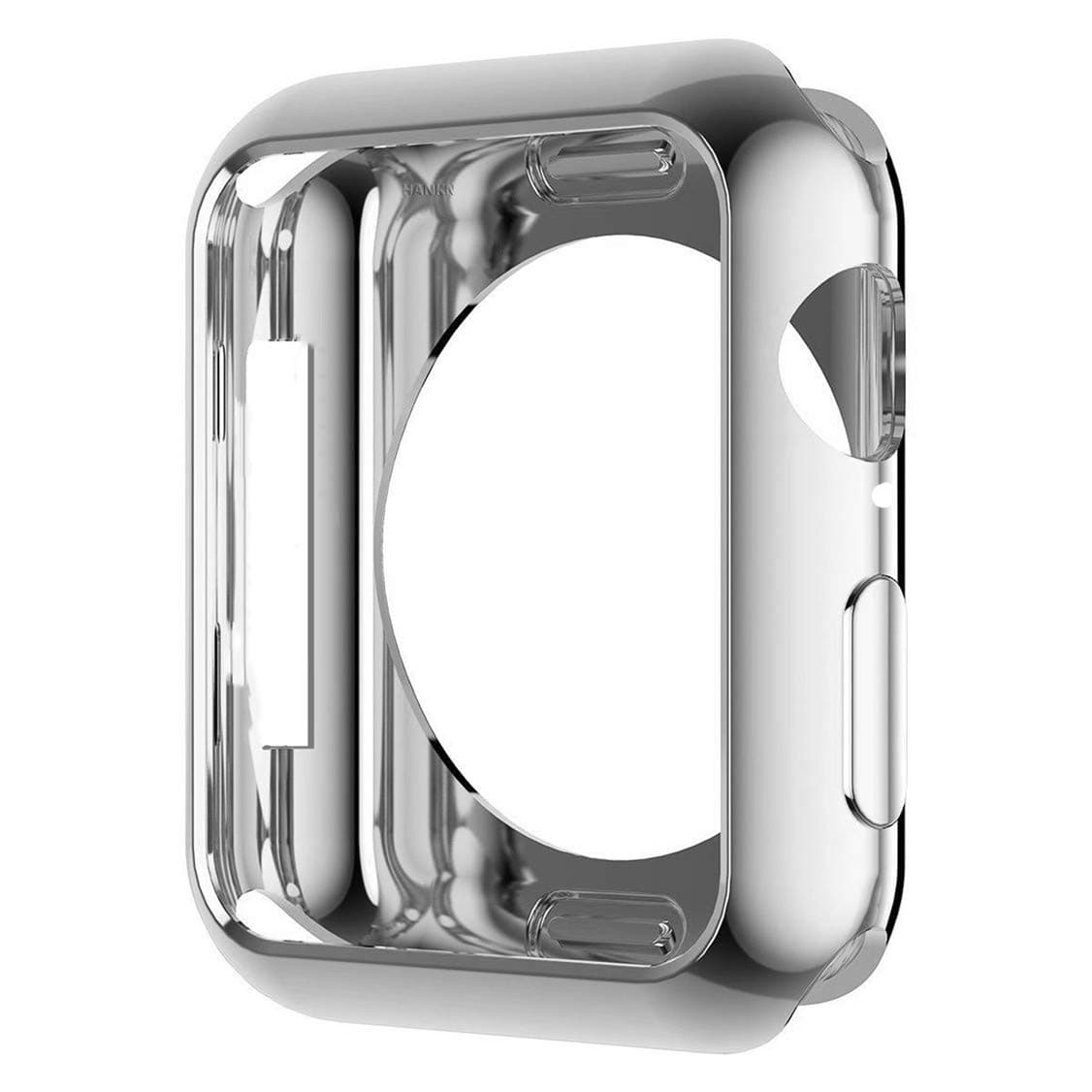 HANKN Case for Apple Watch Series 6 5 4 SE 44mm Case, Plated Shiny Soft TPU Cover Iwatch Bumper [No Front Screen Protector] (Shiny Silver, 44mm)