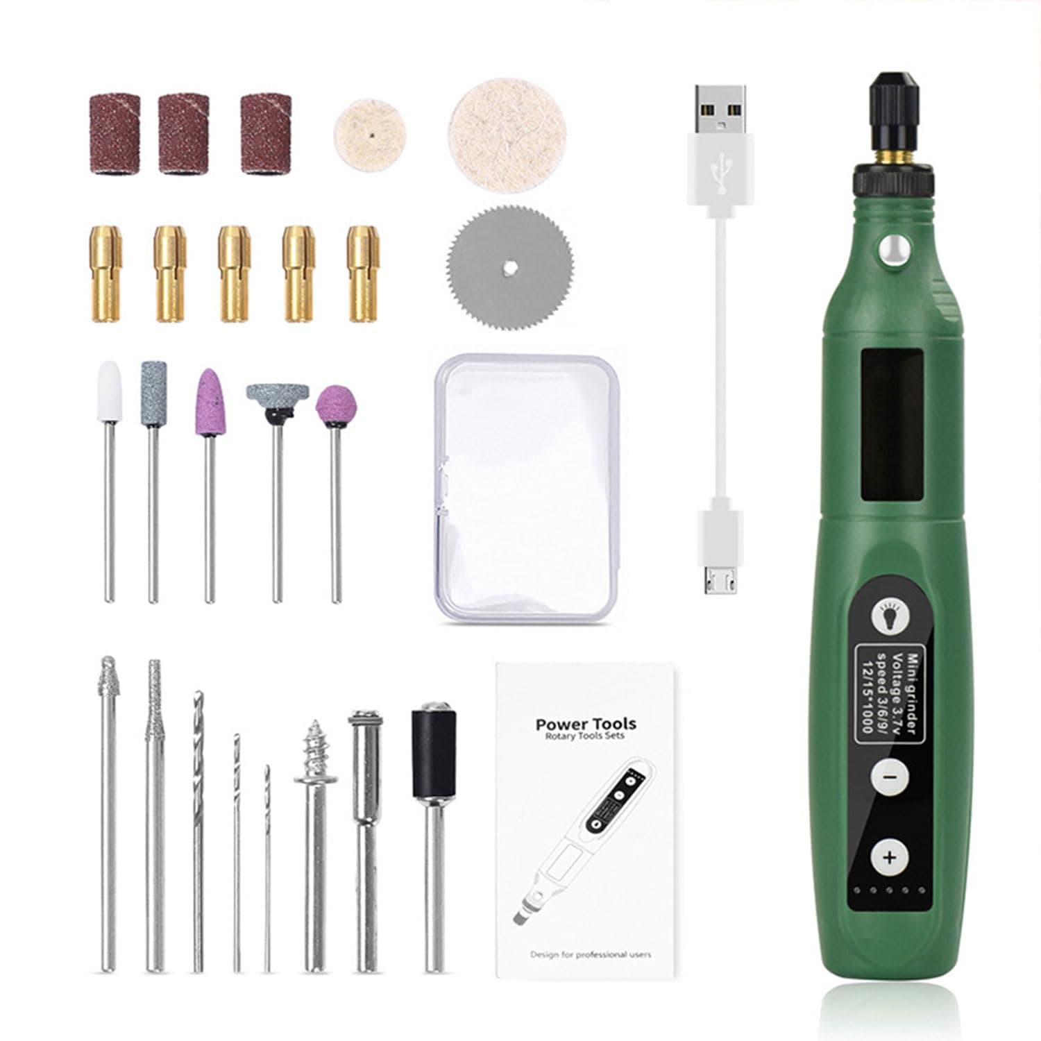 Power Rotary Tools Kit, Mini Cordless Rotary Tool, 5-Speed USB Charging Electric Grinder Set with 24pc Accessories for DIY Crafting Polishing Waxing Drilling Engraving Sanding Grinding